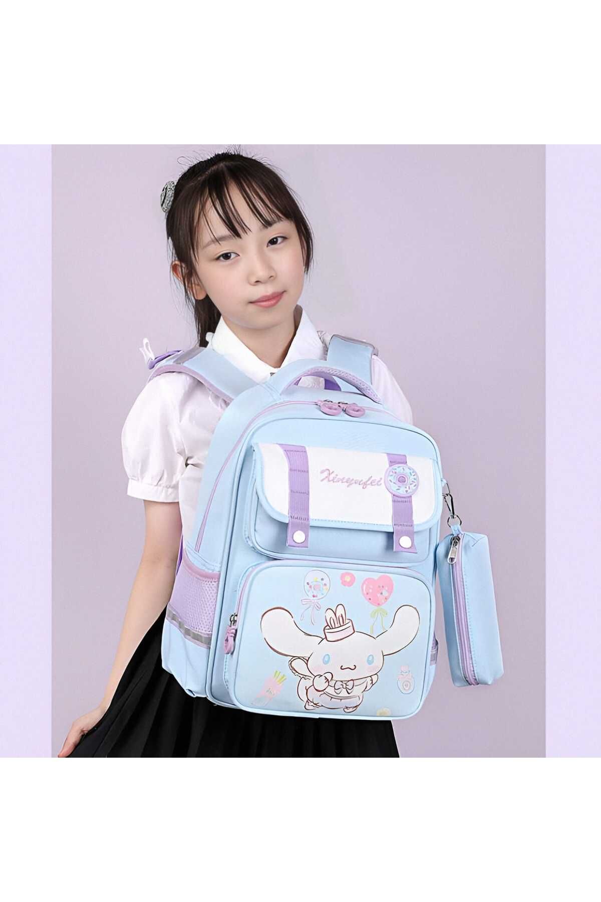 KumOziShop Sanrio Kuromi My Melody Cinnamoroll Ortopedik Su Geçirmez Okul Çantası ve Kalemlik