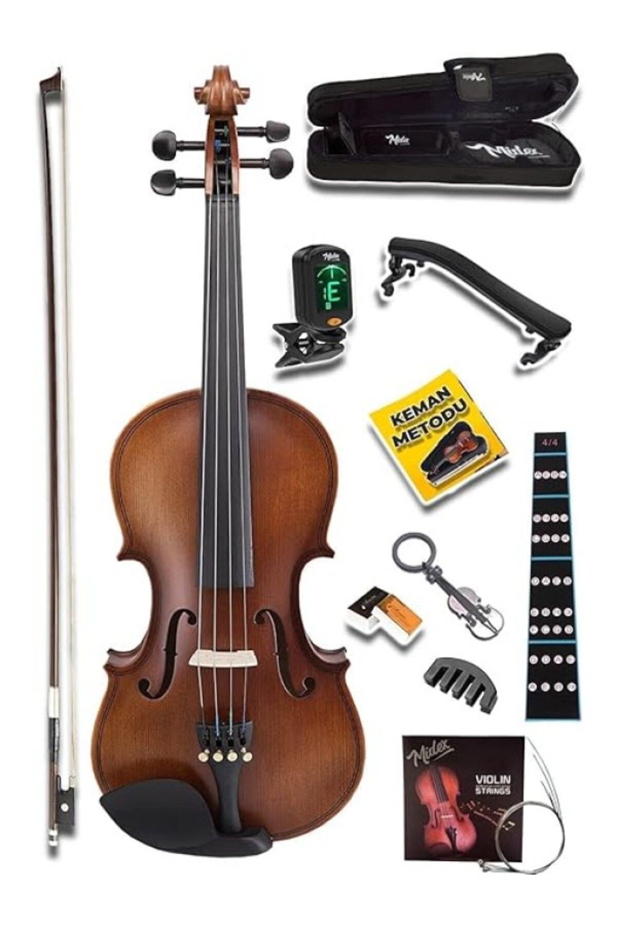 ShopZum Lma-644-pak Profesyonel Keman 4/4 Tam Boy (yastık Tuner Susturucu Yedek Tel Çanta Yay Reçine Metod)