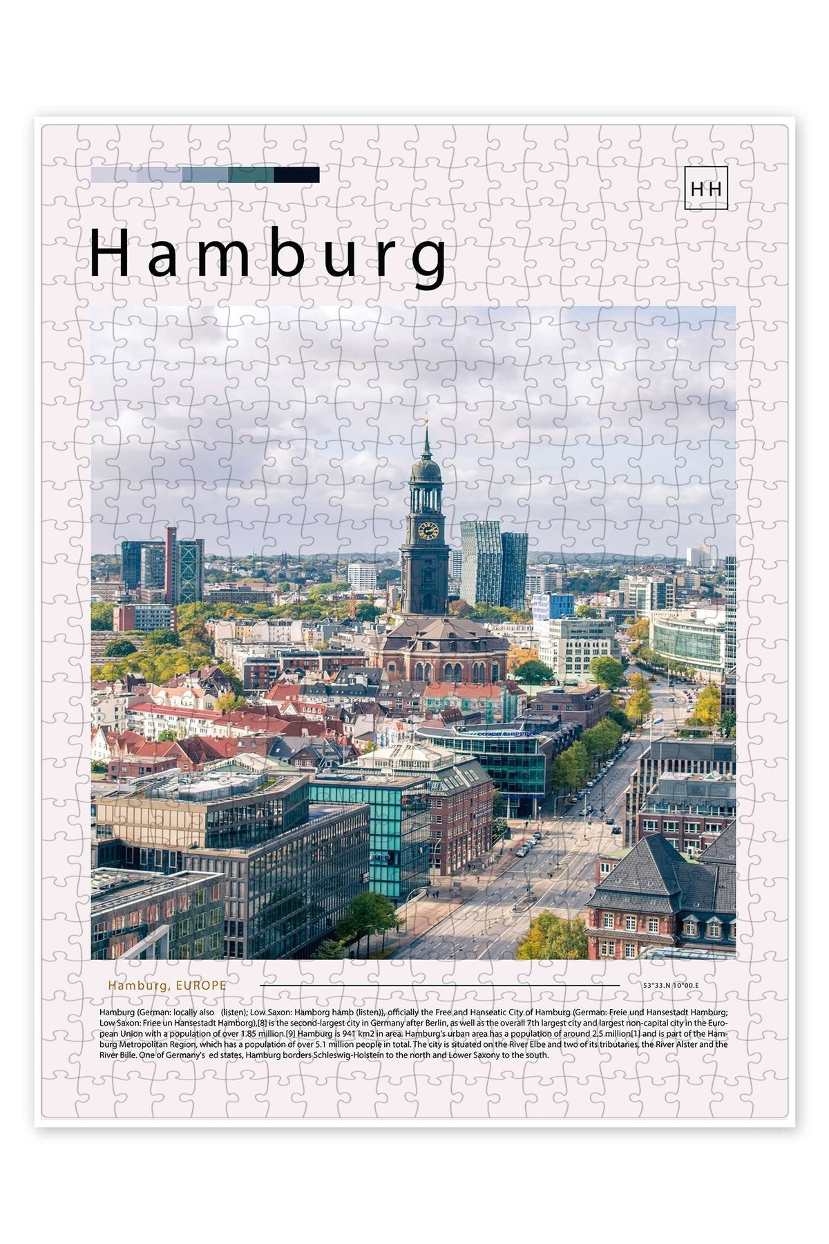 Jeronkarji Hamburg Şehir Manzarası 500 Parça Puzzle Yapboz Şehir Manzara Temalı Hobilik