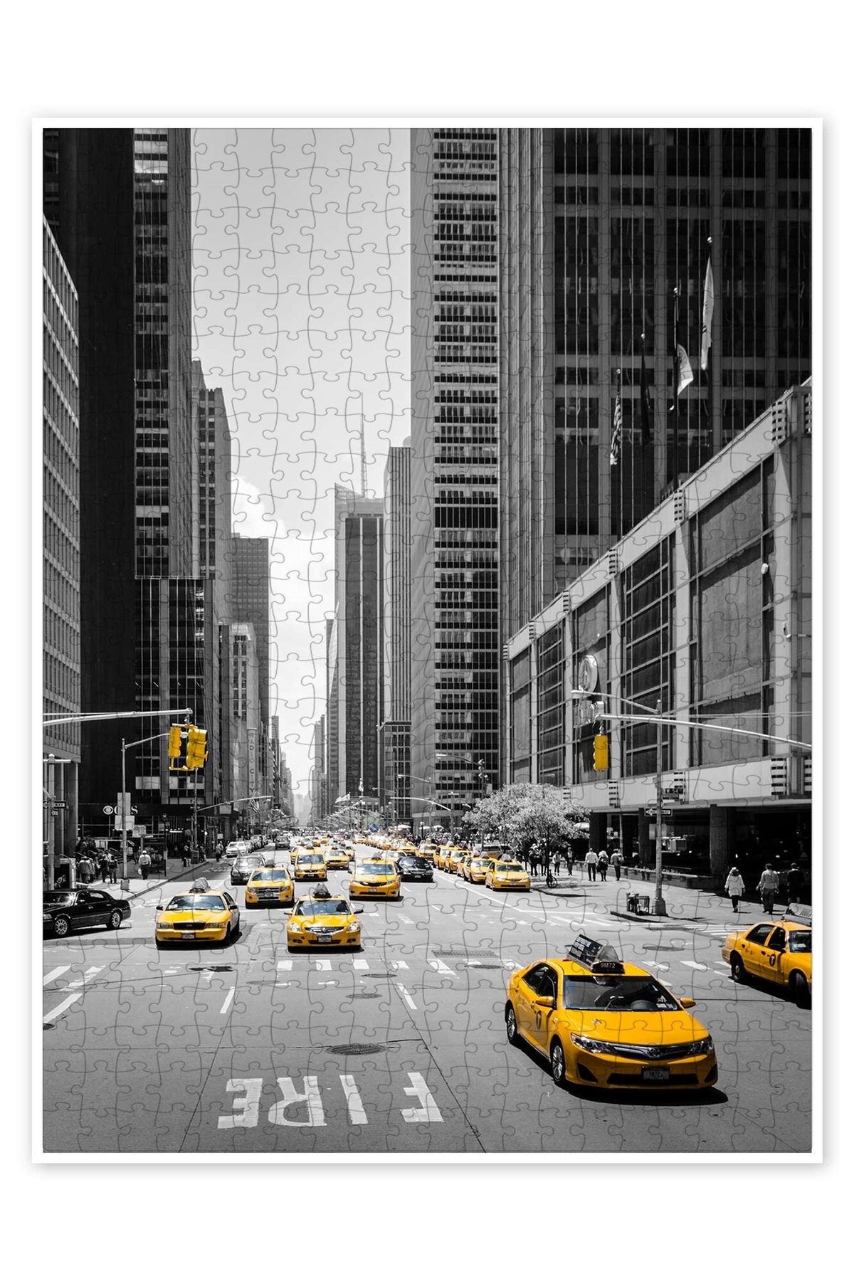 Jeronkarji New York Sarı Taksiler 500 Parça Puzzle Yapboz Şehir Manzara Temalı Hobilik