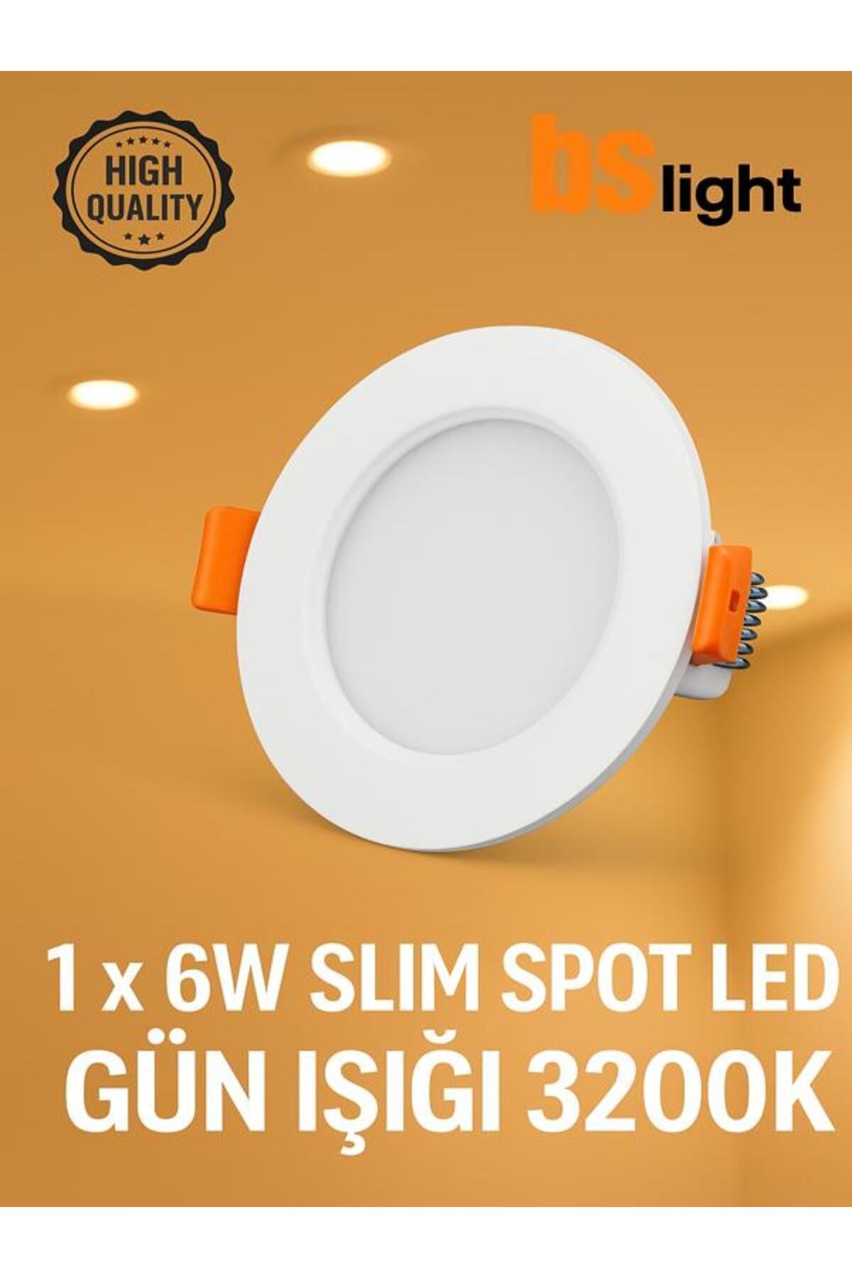Bs Light 6W Slim Spot LED – Gün Işığı 3200K | Alçıpan Uyumlu, Enerji Tasarruflu Tavan Spotu