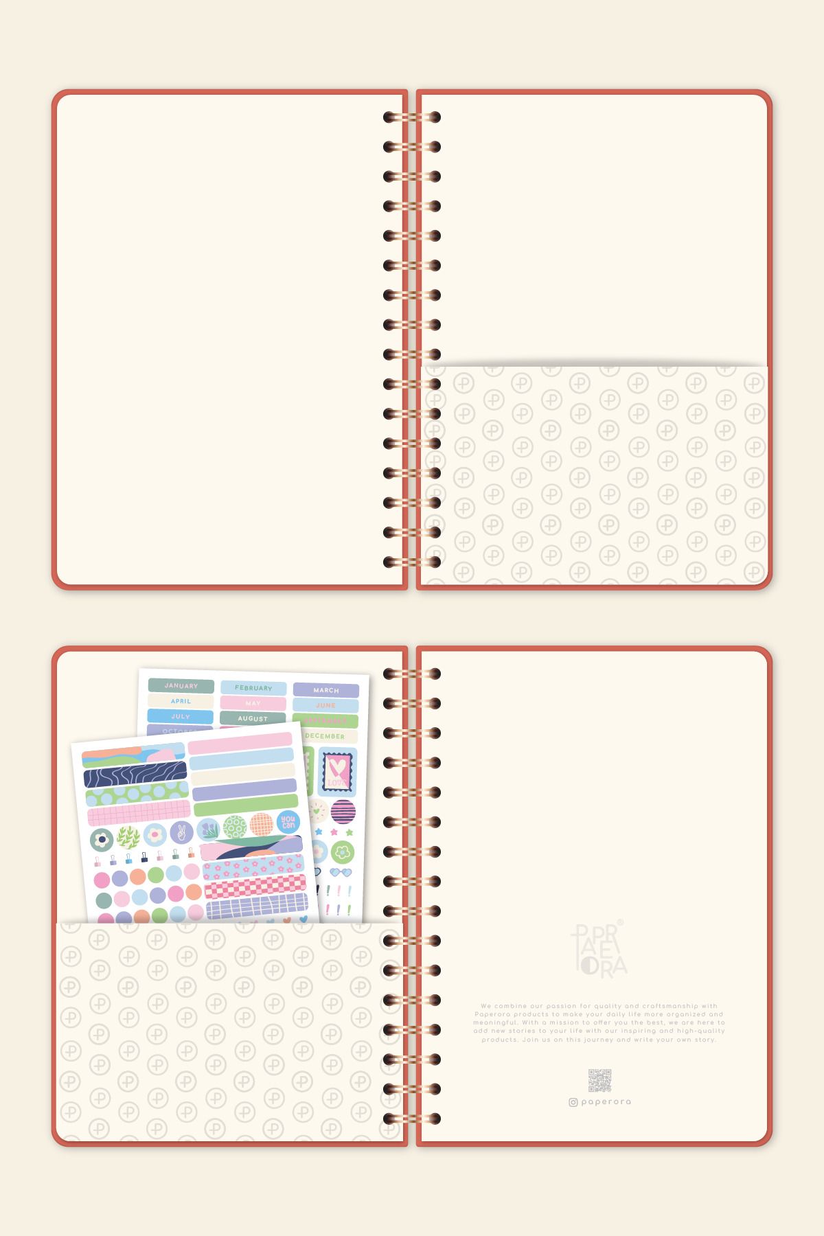PAPERORA-A5 Linen Plain No Line Spiral Notepad - Hard Cover, Undated 7