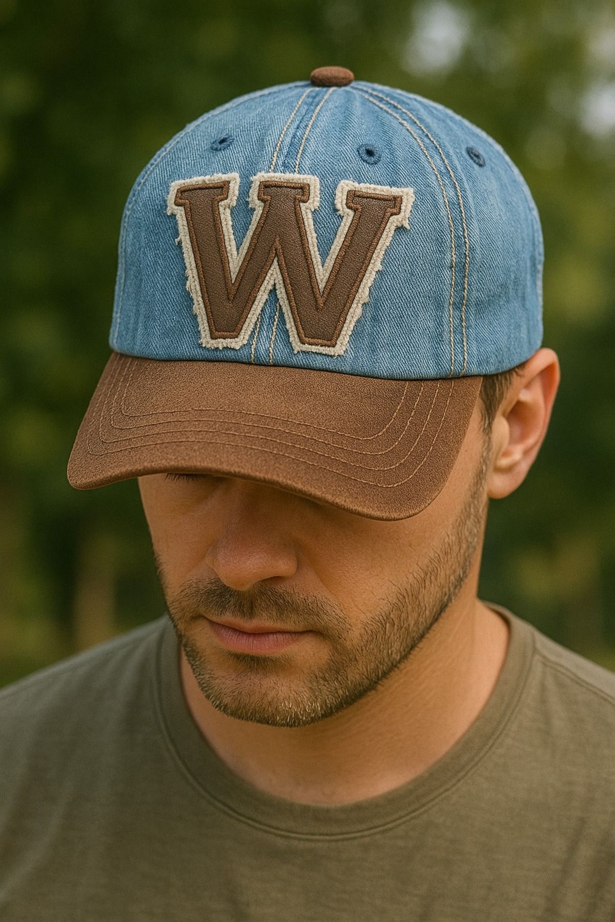 LAGRANZE Vintage “W” Nakışlı Yıpranmış Görünümlü Denim Şapka