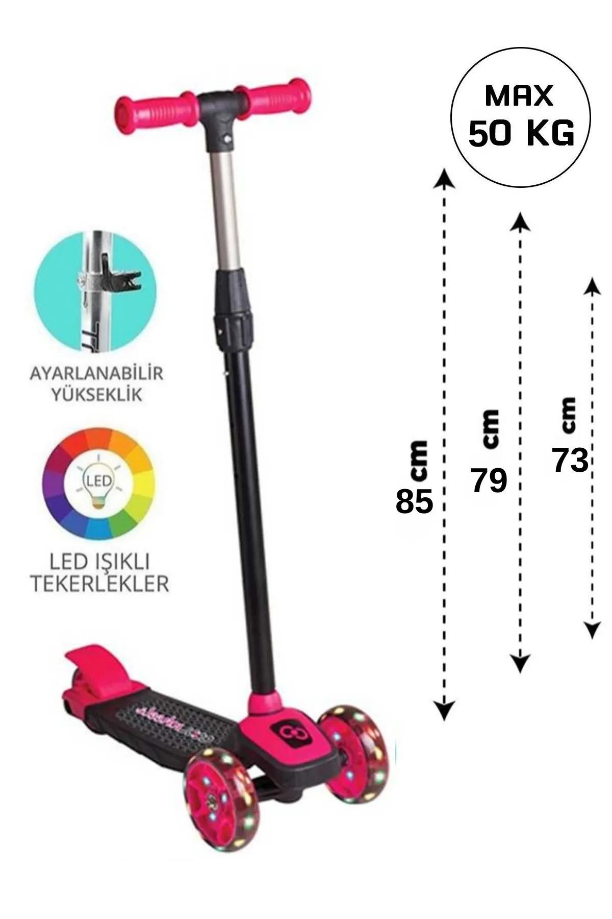 SCOWETTO Led Işıklı 3 Tekerlekli Yükseklik Ayarlı Turuncu Çocuk Scooter