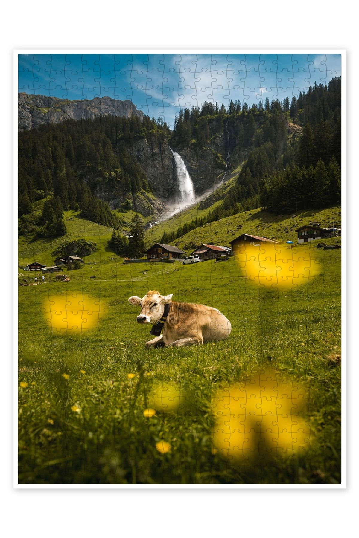 Jeronkarji İsviçre Alpleri İdili 500 Parça Puzzle Yapboz Kedi Köpek Temalı Doğa ve Orman Hayvanları