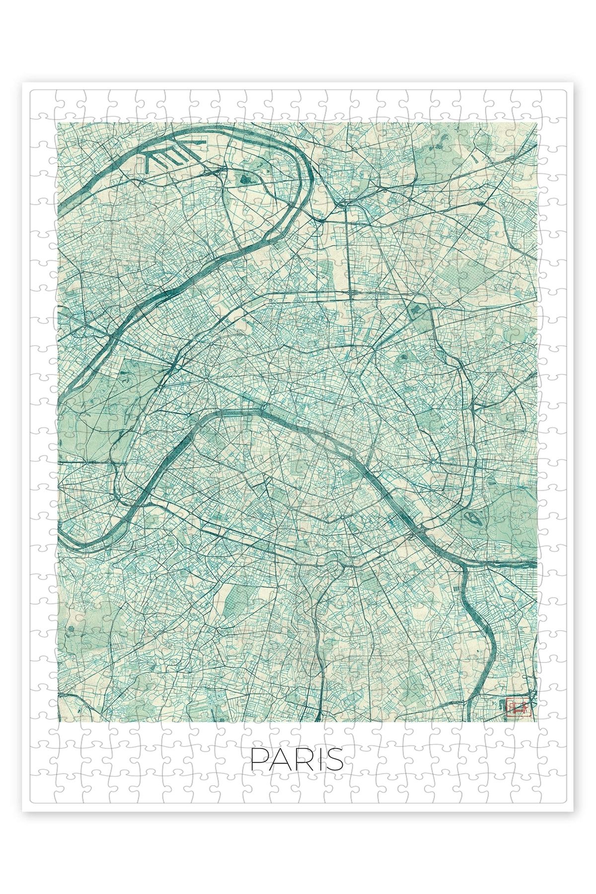 Jeronkarji Paris Haritası, Mavi 500 Parça Puzzle Yapboz Şehir Manzara Temalı Hobilik
