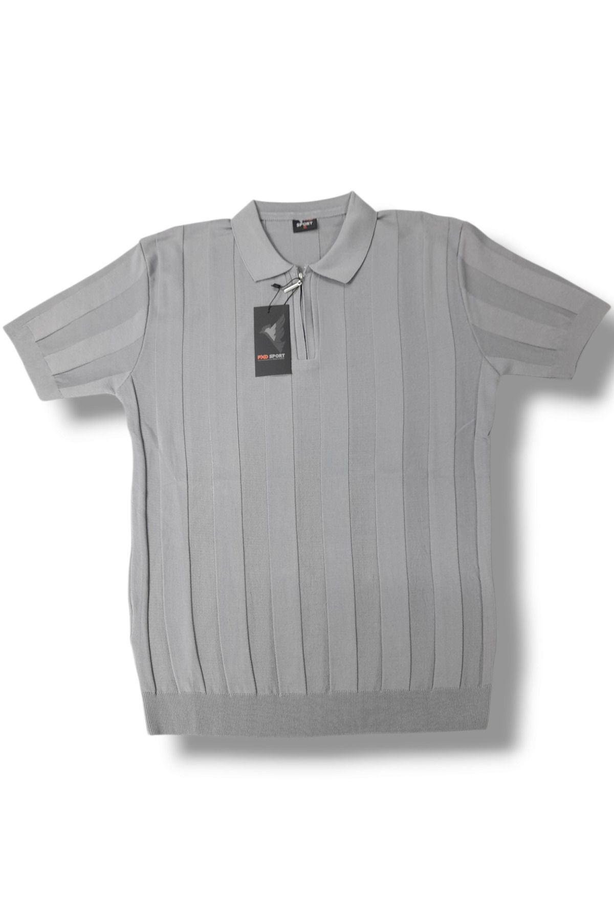 FXDSPORTLİNE Erkek Triko Yazlık Polo Yaka Fermuarlı Likralı Kısa Kol Tişört T-shirt
