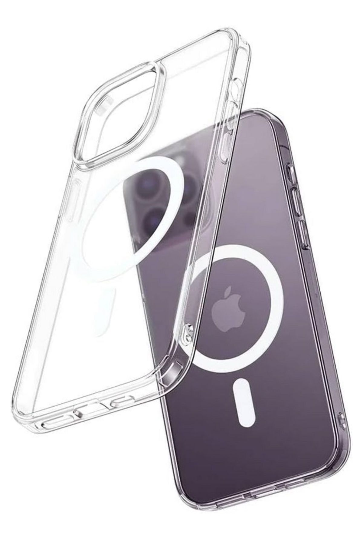 ROSEPREMİUM iPhone 12/12 Pro için Kılıf Kamera Korumalı Magsafe Wireless Şarj Özellikli Şeffaf Kılıf