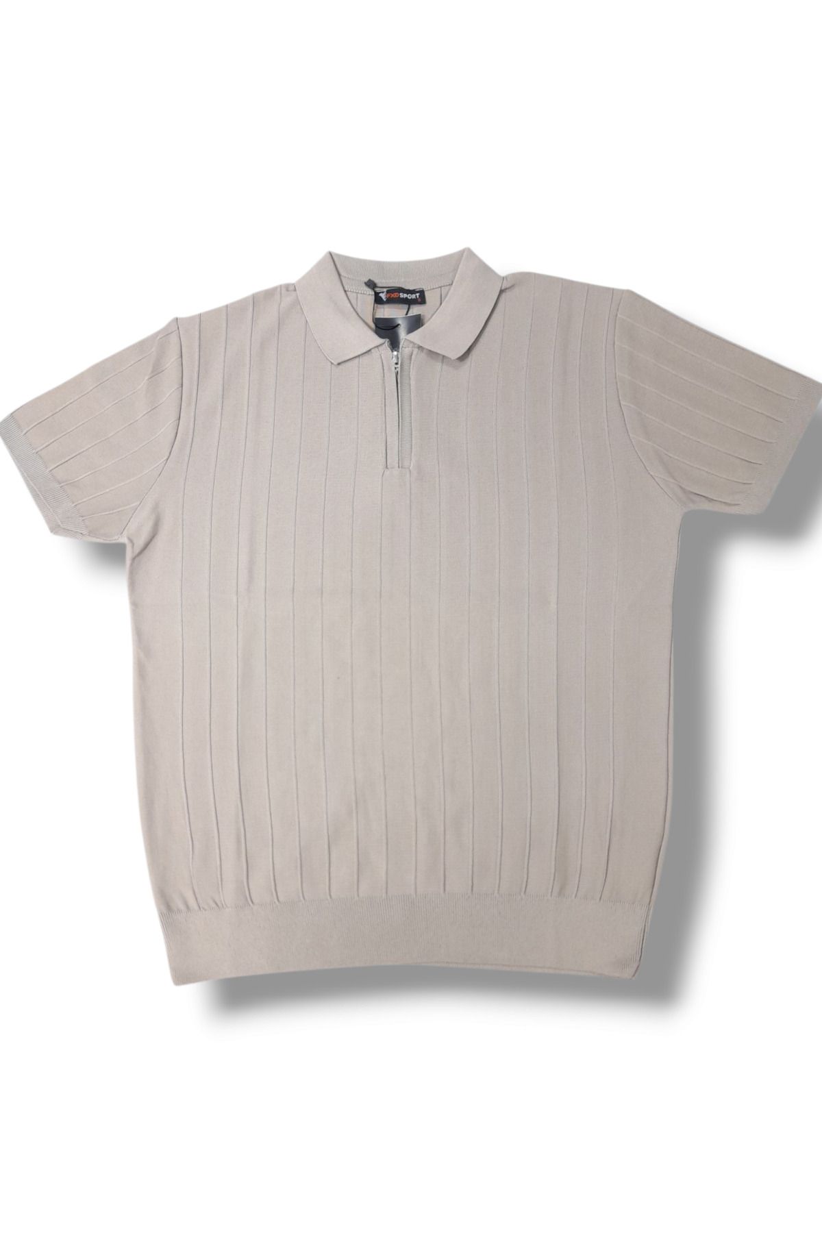 FXDSPORTLİNE Erkek Triko Yazlık Polo Yaka Fermuarlı Likralı Kısa Kol Tişört T-shirt
