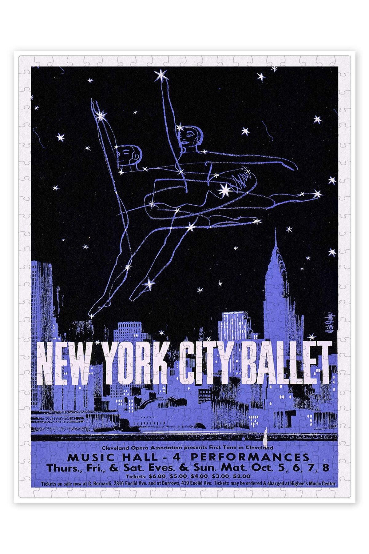 Jeronkarji New York City Ballet, 1960 Vintage Tiyatro 500 Parça Puzzle Yapboz Şehir Manzara Temalı Hobilik