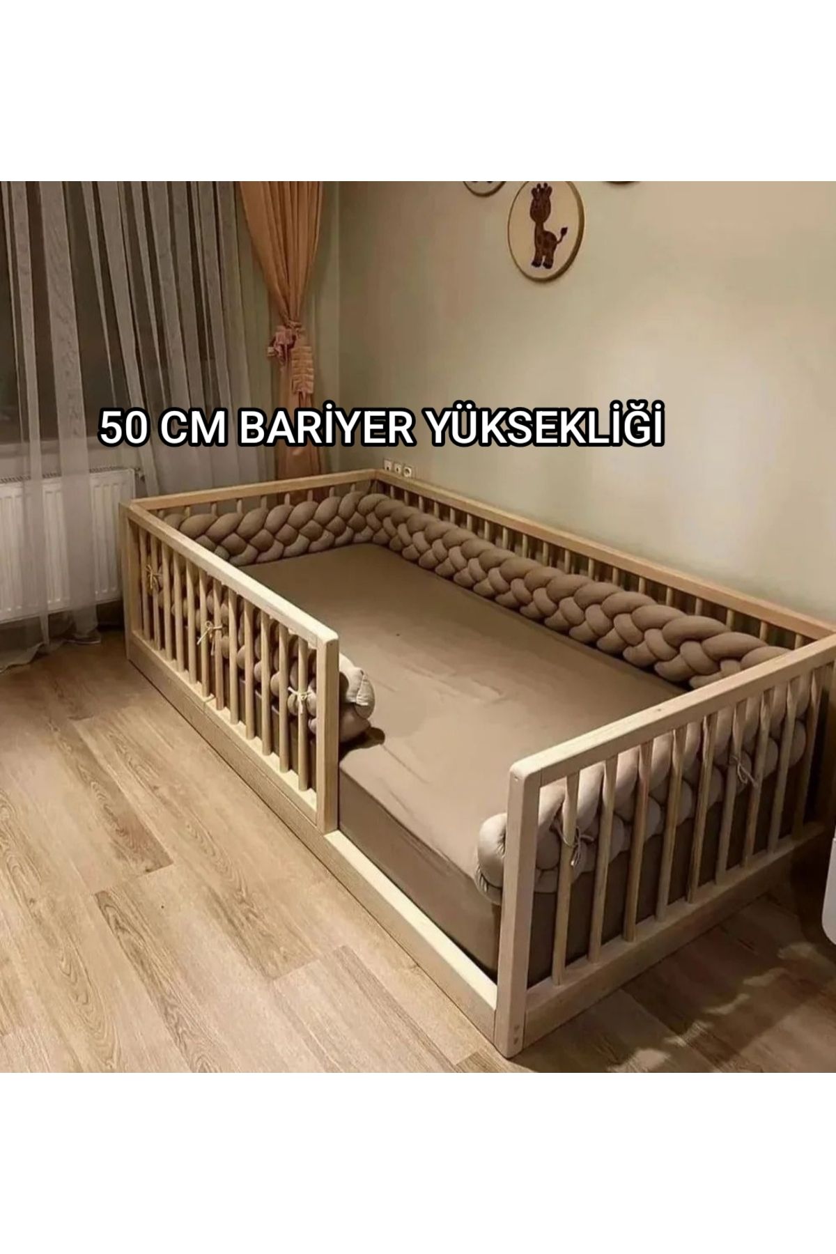 SRKYHOME CONSEPT 50 CM BARİYER YÜKSEKLİĞİ BEBEK VE ÇOCUK KARYOLASI