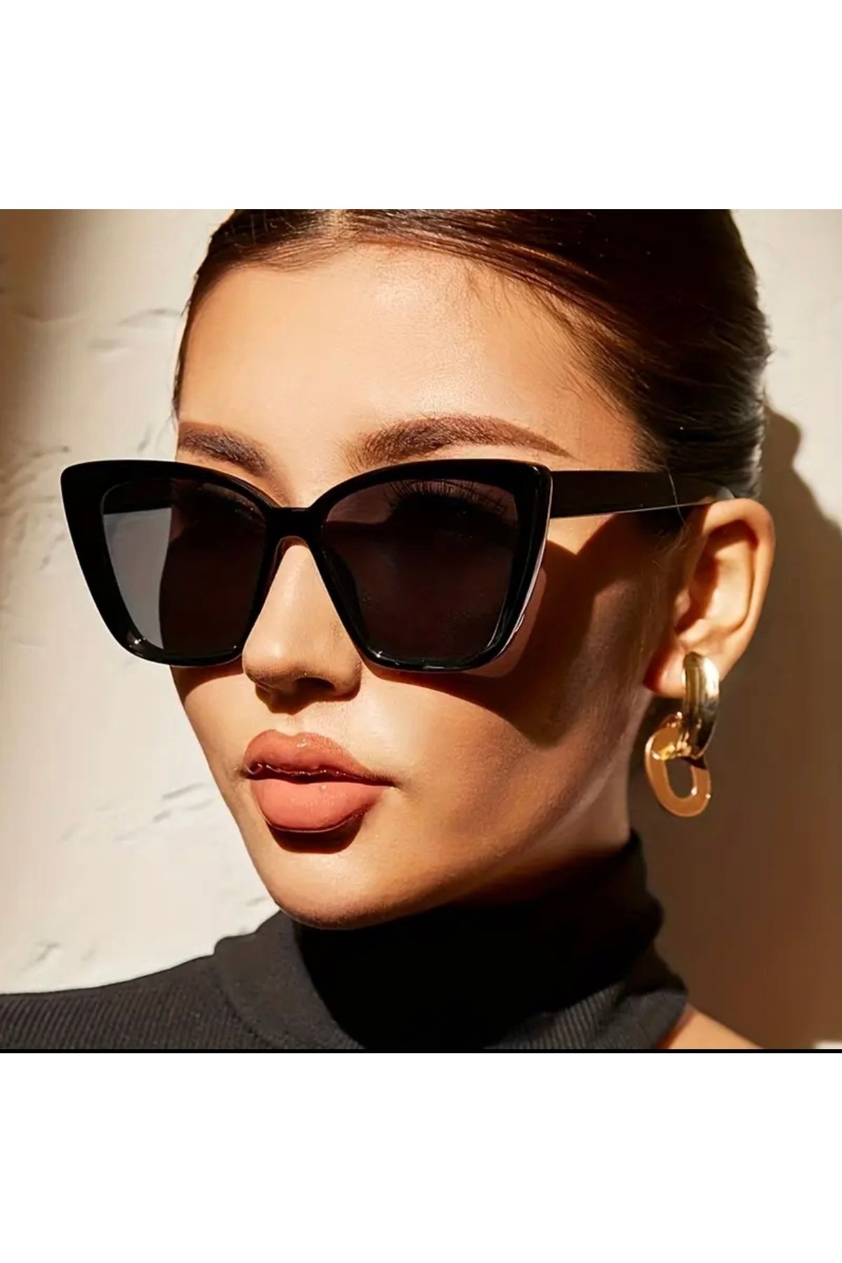 Manu Collection Kadın cat eye siyah güneş gözlüğü uv 400filtreli özel kılıfıyla birlikte