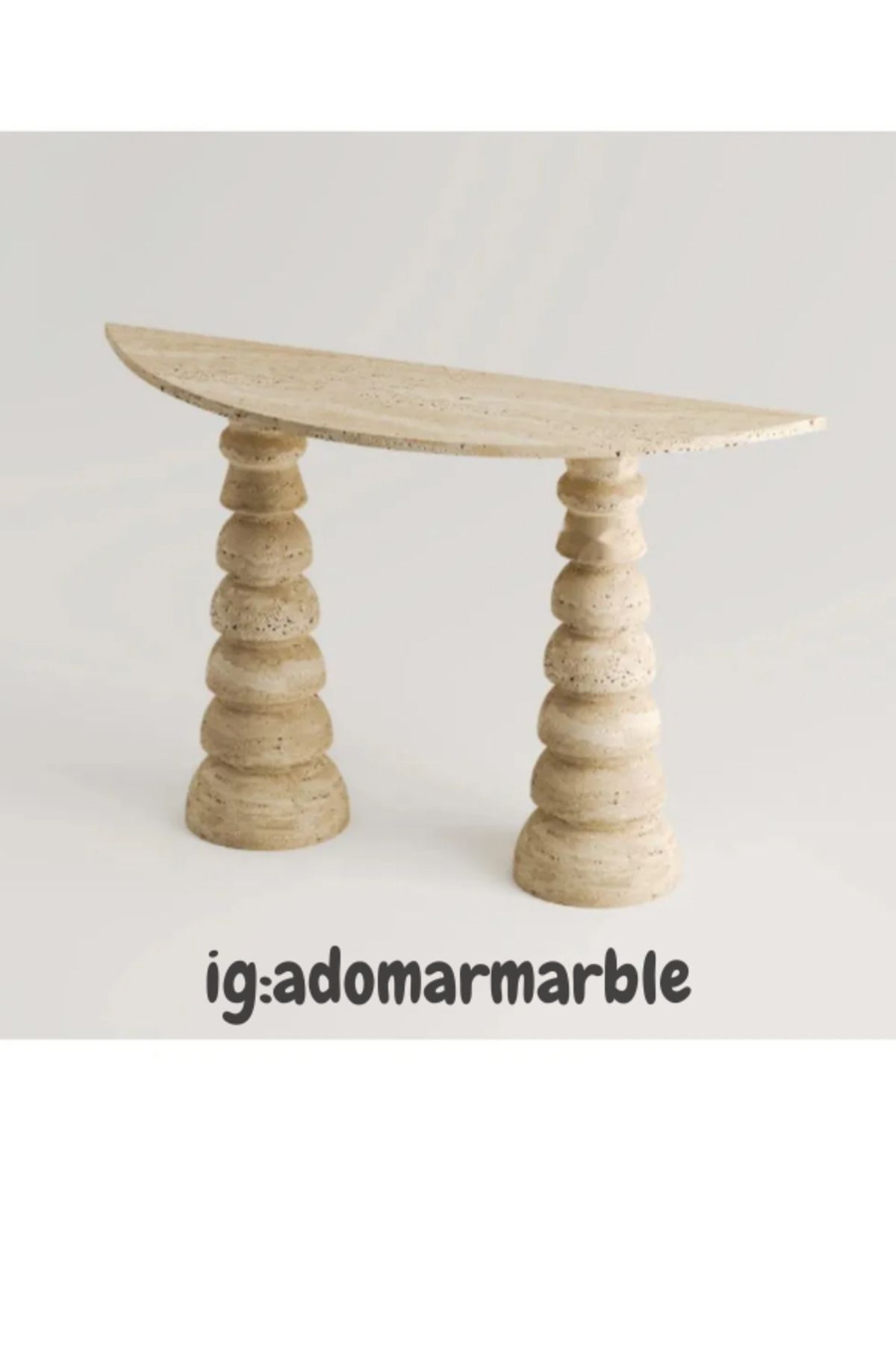 adomarmarblehandmadeandluxury ADOMAR Traverten Dresuar, Mermer Dresuar, Antre Dresuar, %100 Doğal Taş, Konsol Masası, Özel Ölçü