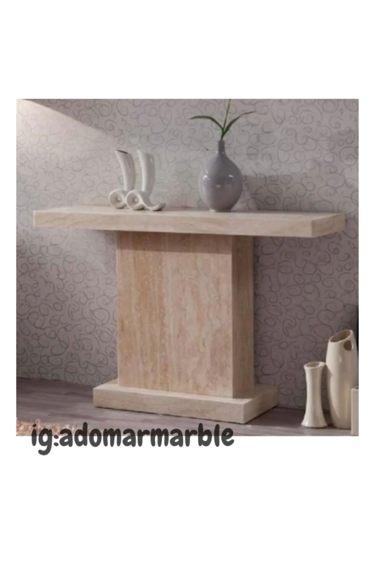 adomarmarblehandmadeandluxury ADOMAR Traverten Dresuar, Mermer Dresuar, Antre Dresuar, %100 Doğal Taş, Konsol Masası, Özel Ölçü
