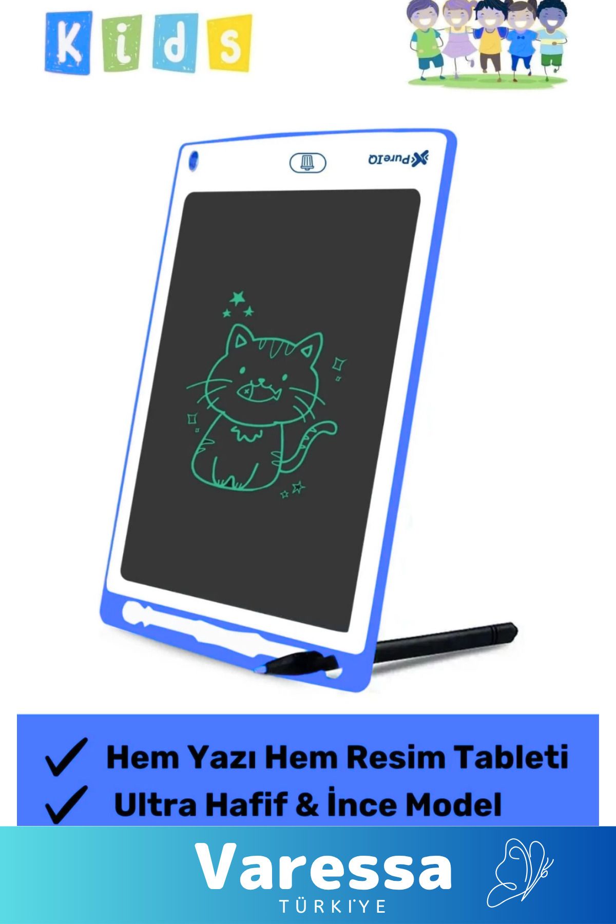 VARESSA Özel Üretim Lcd Ekran Kalemli Dijital Çizim Tableti Yazı Tahtası Boyama Resim Akıllı Tablet 8,5 Inç