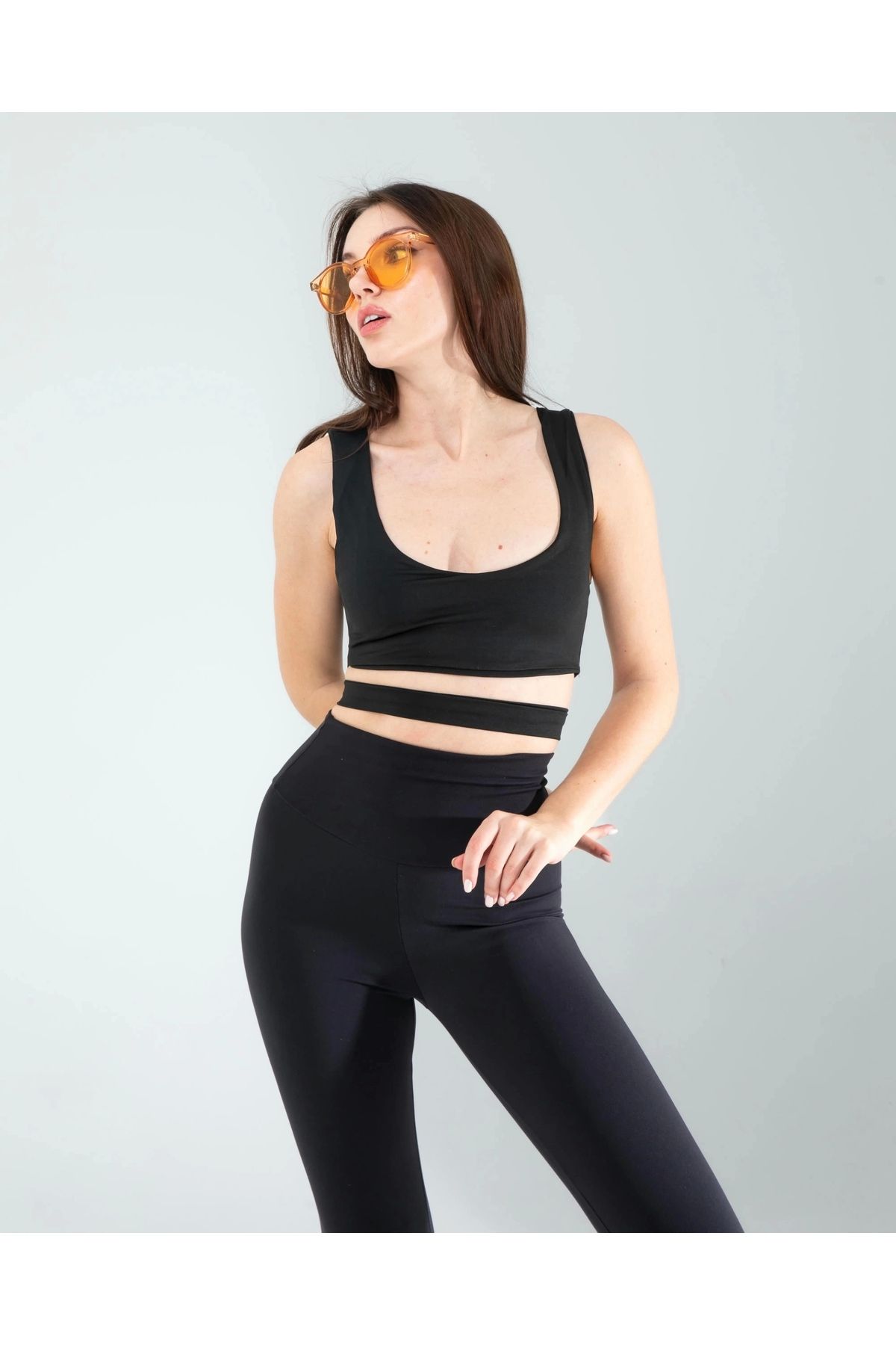 OurStyles Siyah Önü Kurdeleli Askılı Dalgıç Crop