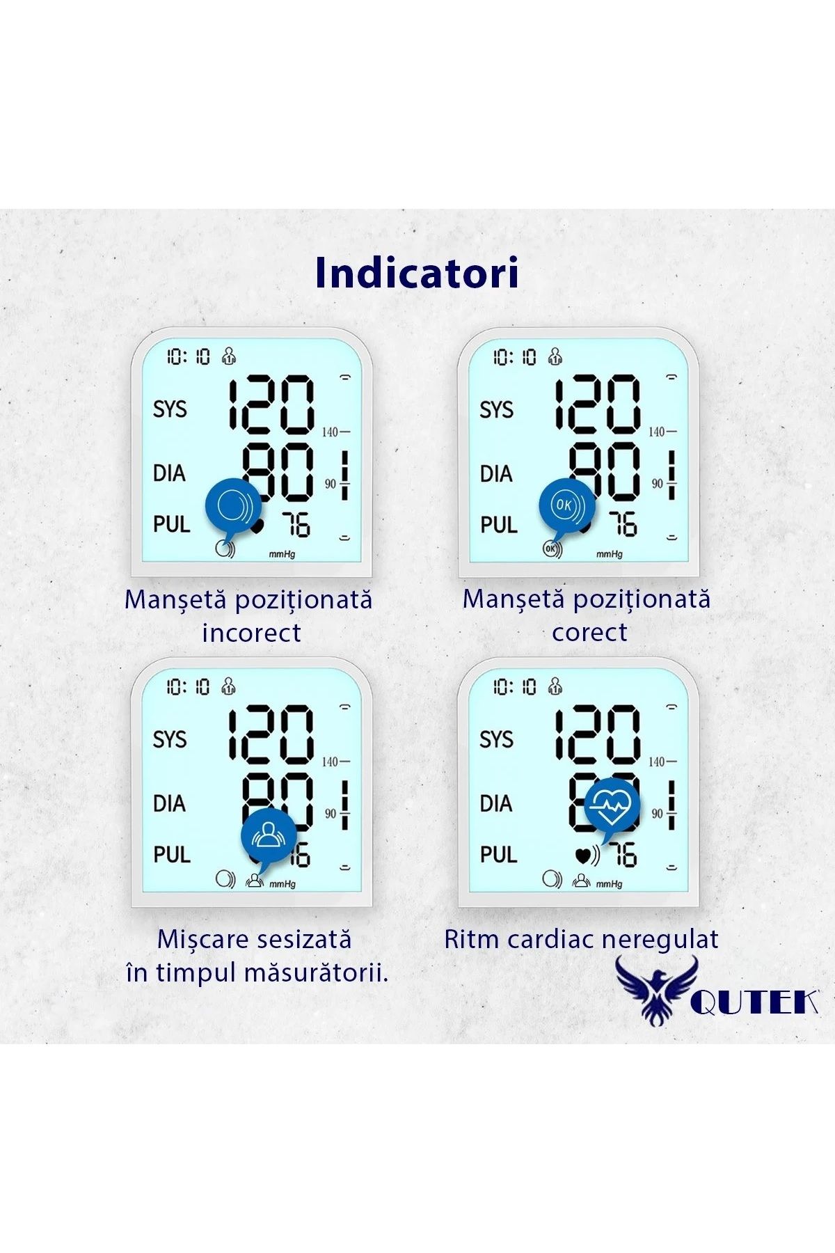 QuTek-QUTEK™ Upper Arm Blood Pressure Monitor, LCD Display, Self-Measurement, Clinically Validated, Cuff 22-45cm 2