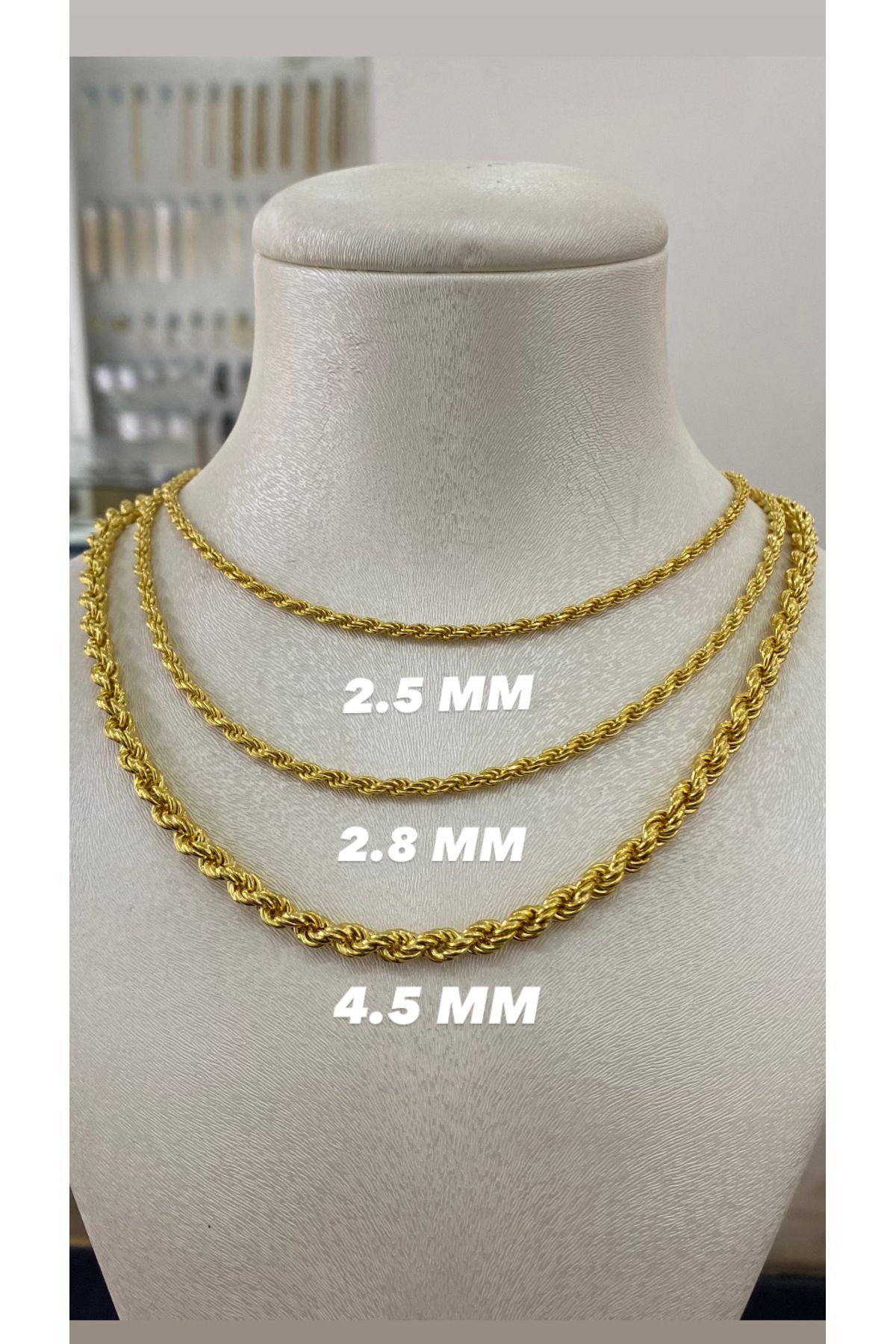 Kiriş Gümüş 925 Ayar Gümüş Altın Yaldızlı Halat Zincir Kadın Gümüş Kolye (4.5 MM)