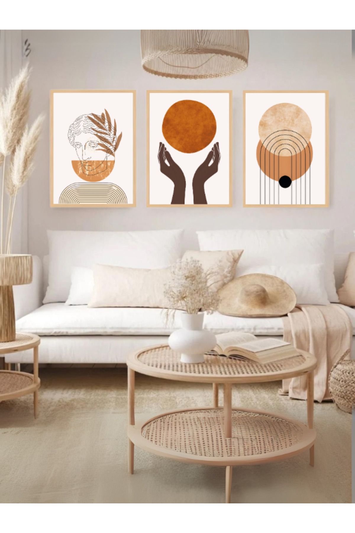 Tuba Decor 3 Parça Ahşap Çerçeve Görünümlü Mdf Tablo Seti