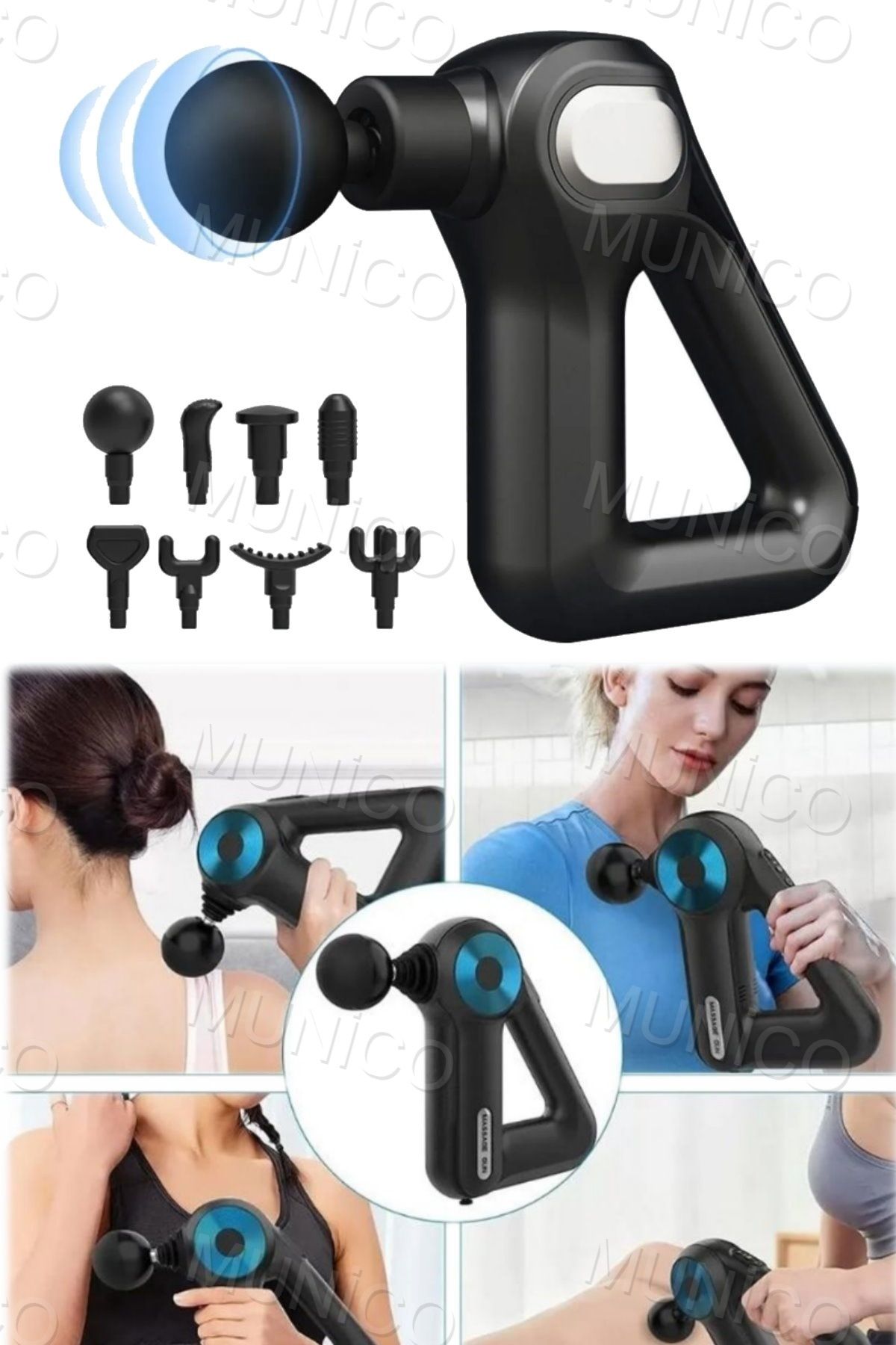 Munico Ergonomik Masaj Aleti 12 Başlık Sırt Boyun Kol Bacak İçin Güçlü Derin Masaj Cihazı Pro Titreşimli