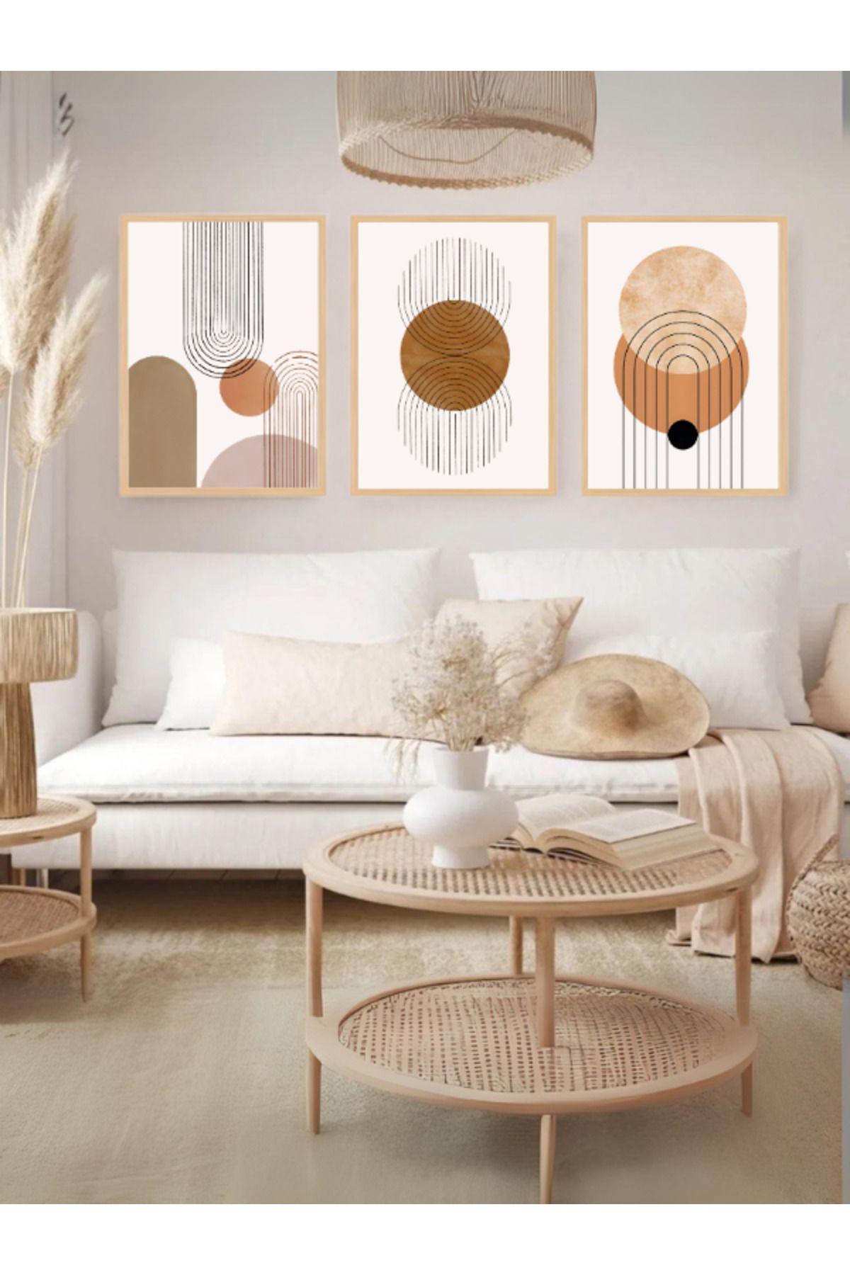Tuba Decor 3 Parça Ahşap Çerçeve Görünümlü Mdf Tablo Seti