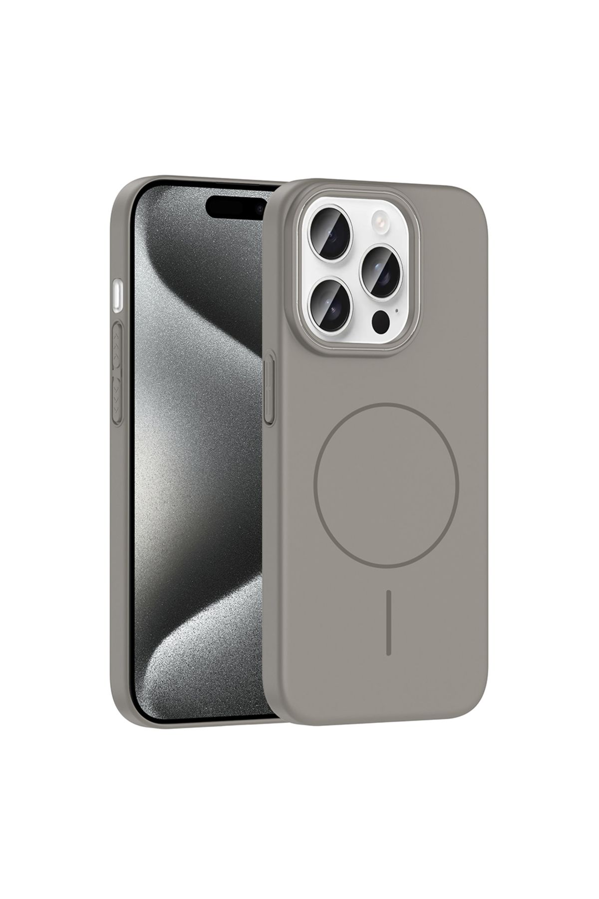 MMPSHOP İphone 15 Pro Uyumlu Magsafe Özellikli Pürüzsüz Yüzey Sert Pc Silikon Kılıf