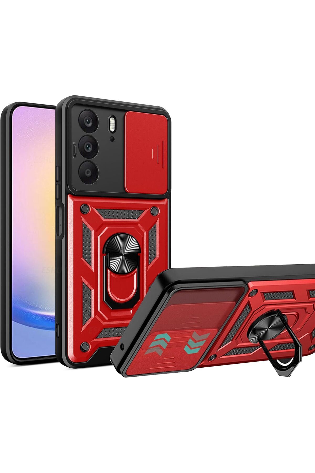 Posso Realme C75 4G Kılıf Kamera Korumalı 360 Yüzük Standlı Sert Silikon Tank KorumaKapak
