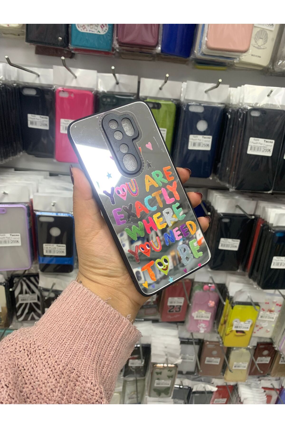 TECNOTREND Xiaomi Redmi Note 8 Pro Uyumlu 3D Grafiti Desenli Aynalı Kapak