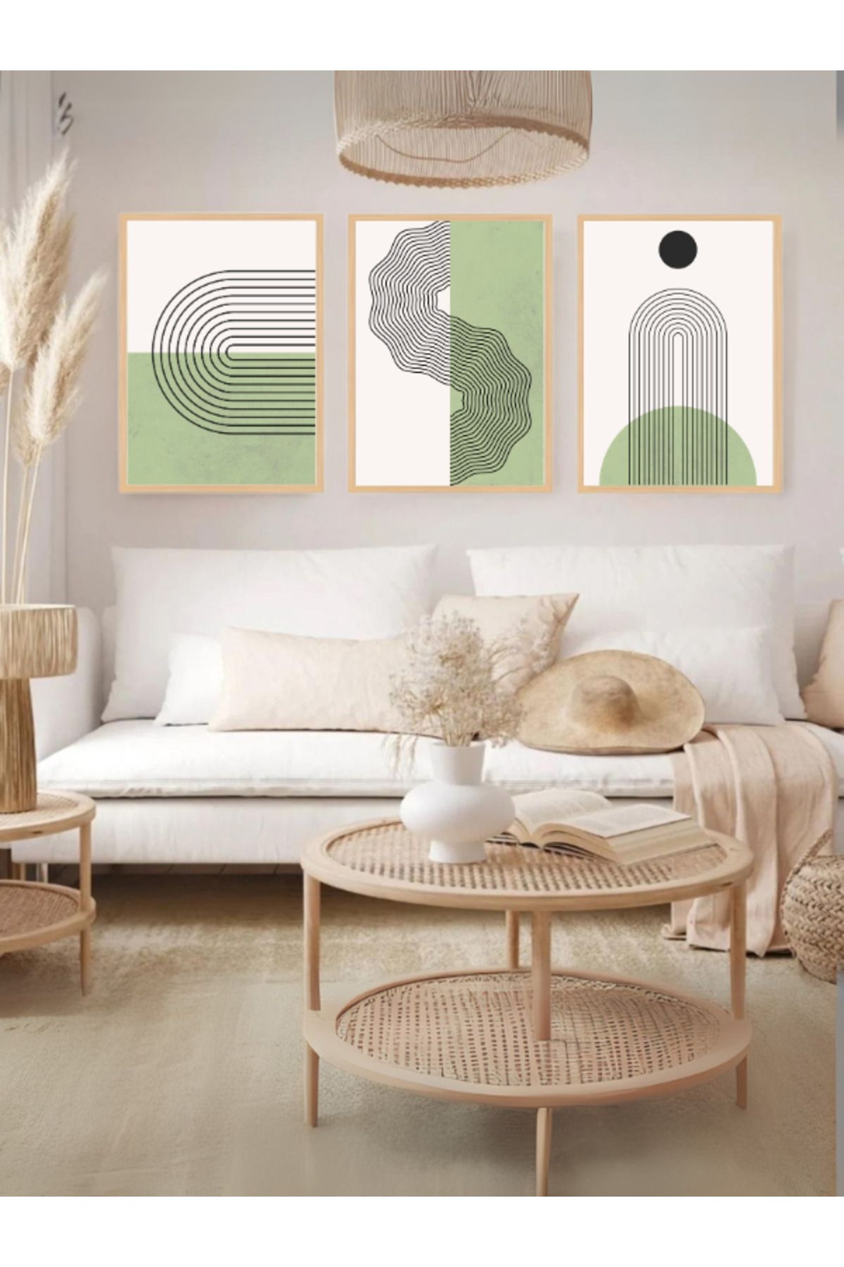 Tuba Decor 3 Parça Ahşap Çerçeve Görünümlü Mdf Tablo Seti