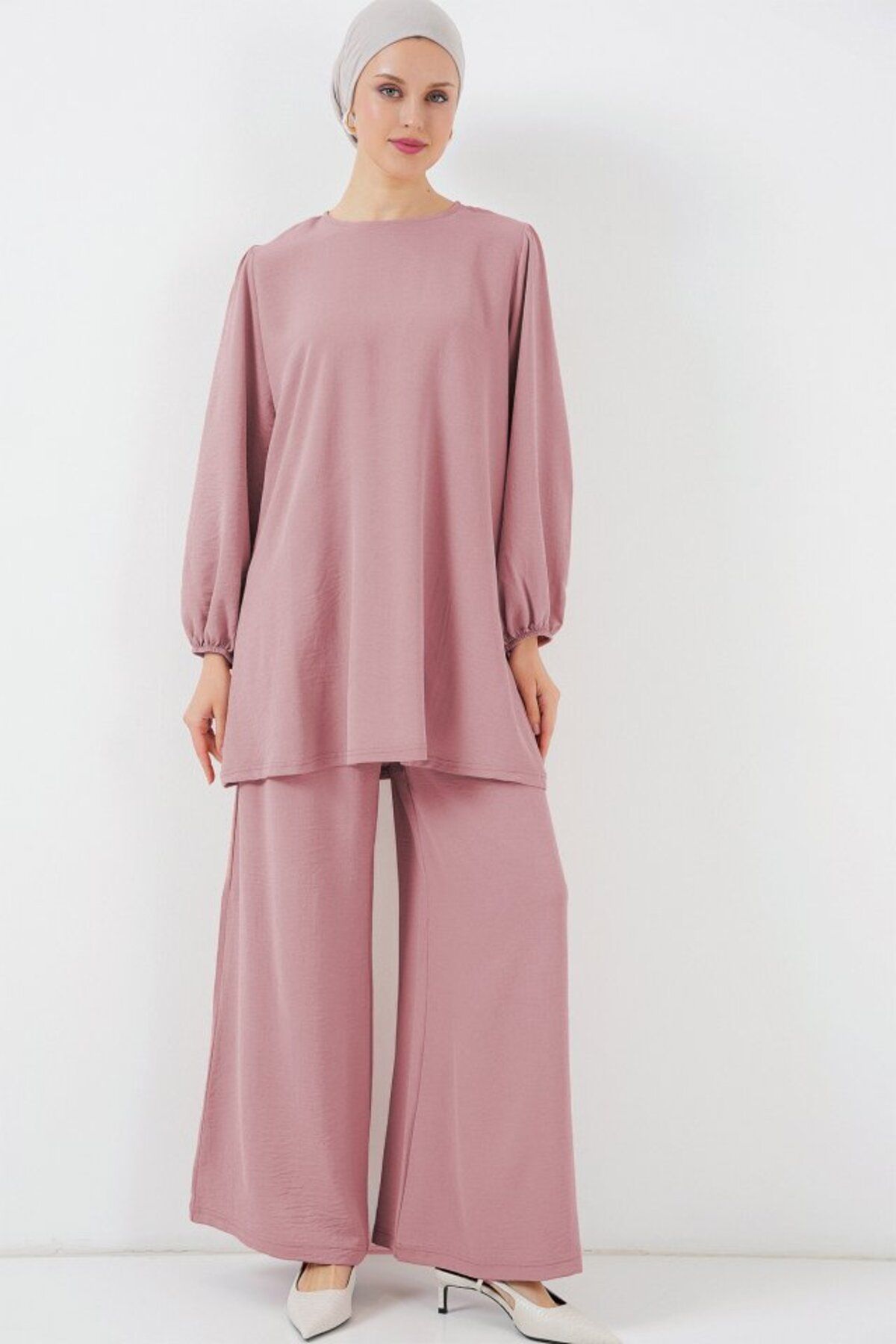 novafems Ayrobin Tunik Pantolon Alt Üst Takım 6712 - Pudra