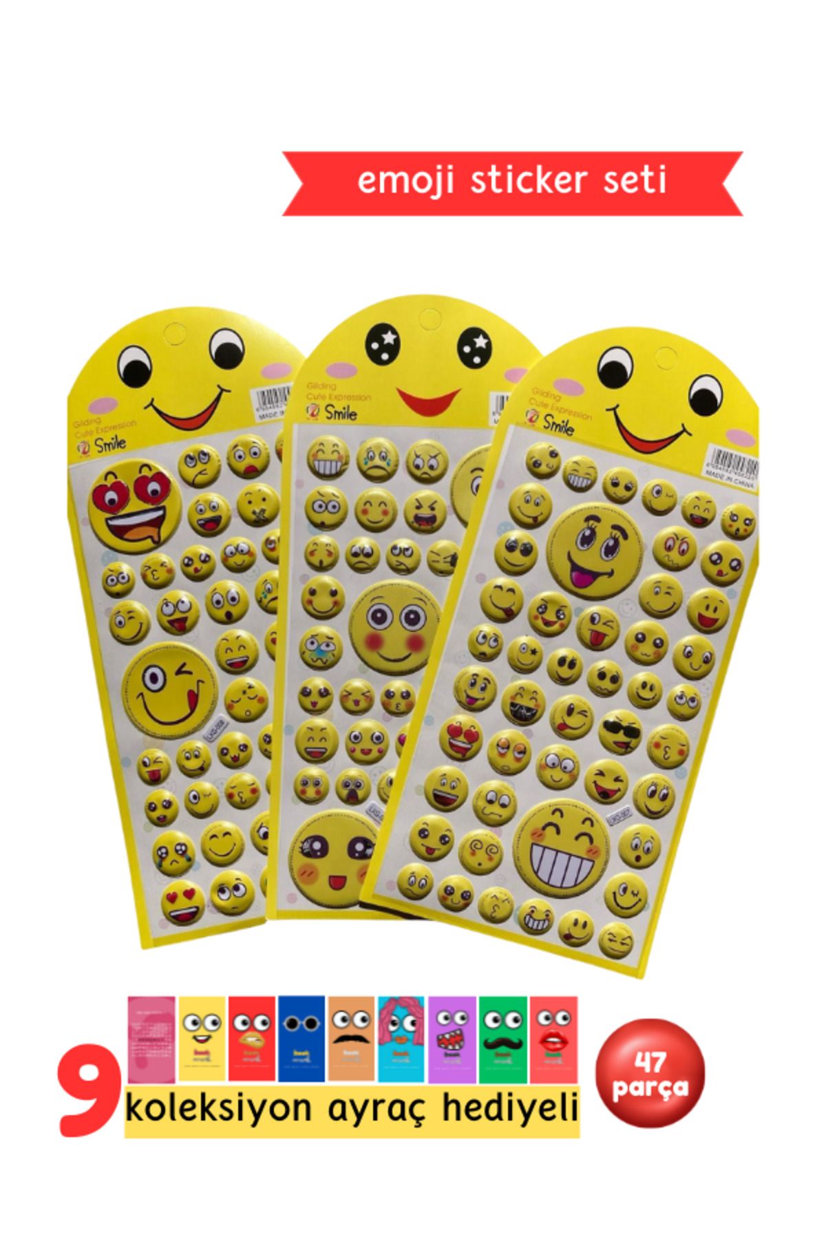Pembe Pasaj Emoji Sticker Seti - Kabartmalı Emoji Sticker Seti - Eğlenceli Etiket