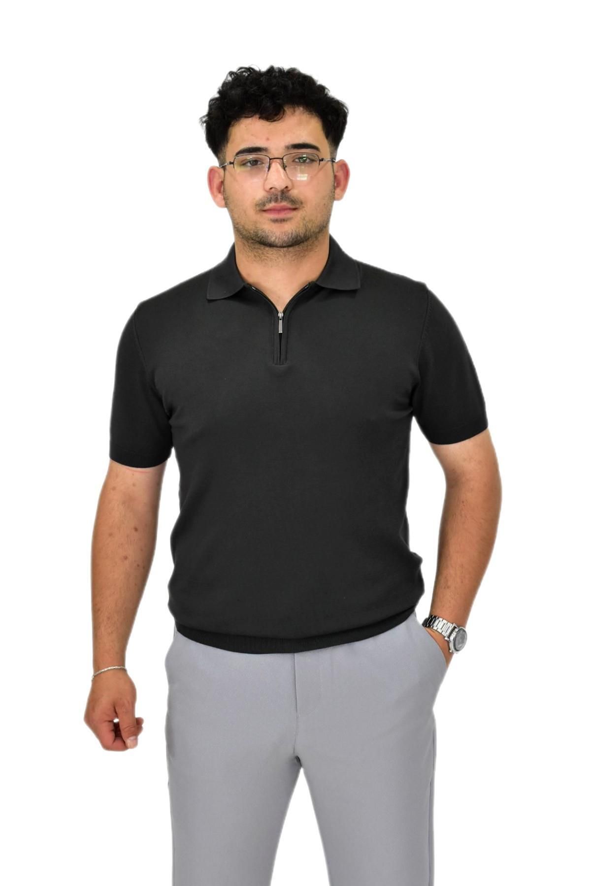 DYNAMO Erkek Polo Yaka Fermuarlı Triko Tişört T356 BGL-ST04594