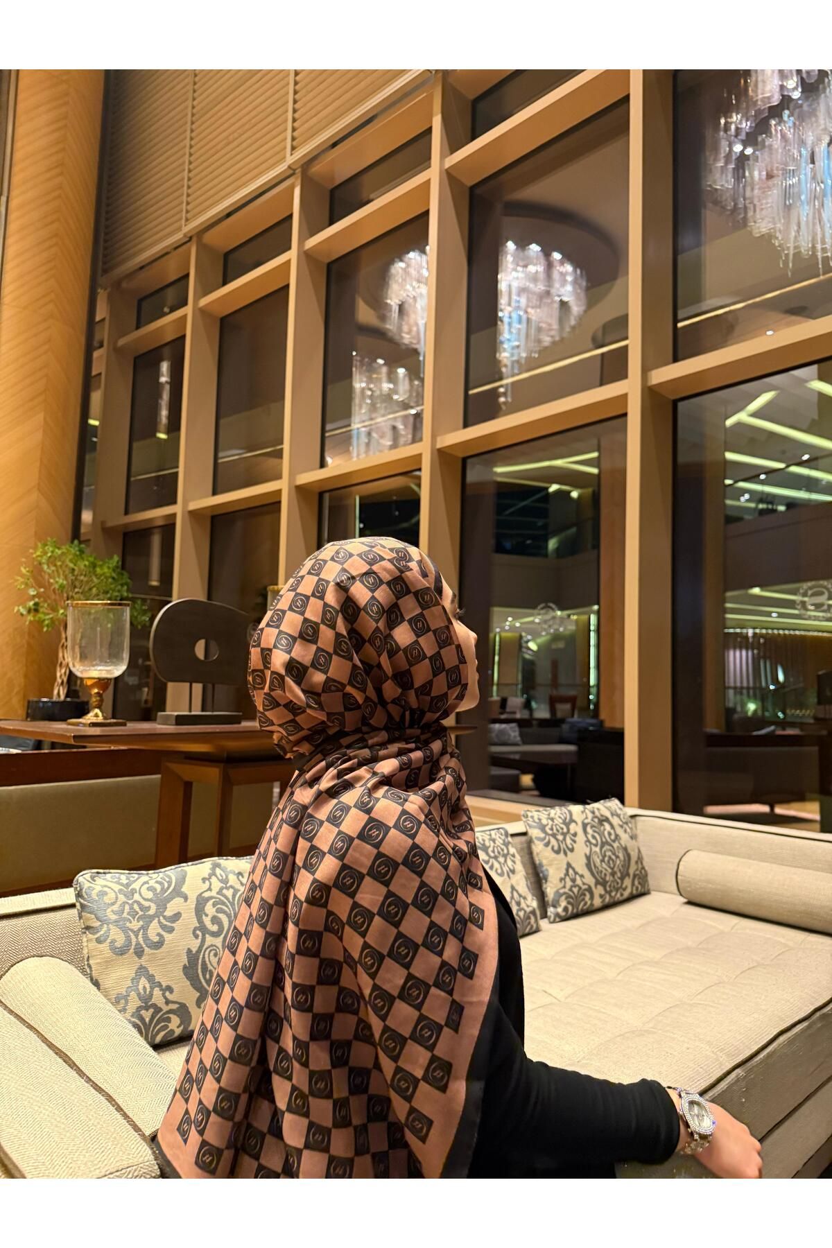 Butik Yaseminofficial V. Dama Desenli Pamuklu Soft Şal