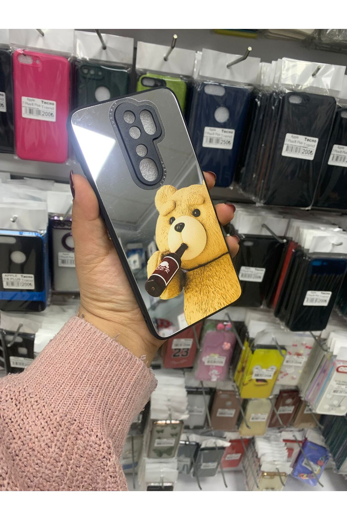 TECNOTREND Xiaomi Redmi Note 8 Pro Uyumlu 3D Grafiti Desenli Aynalı Kapak
