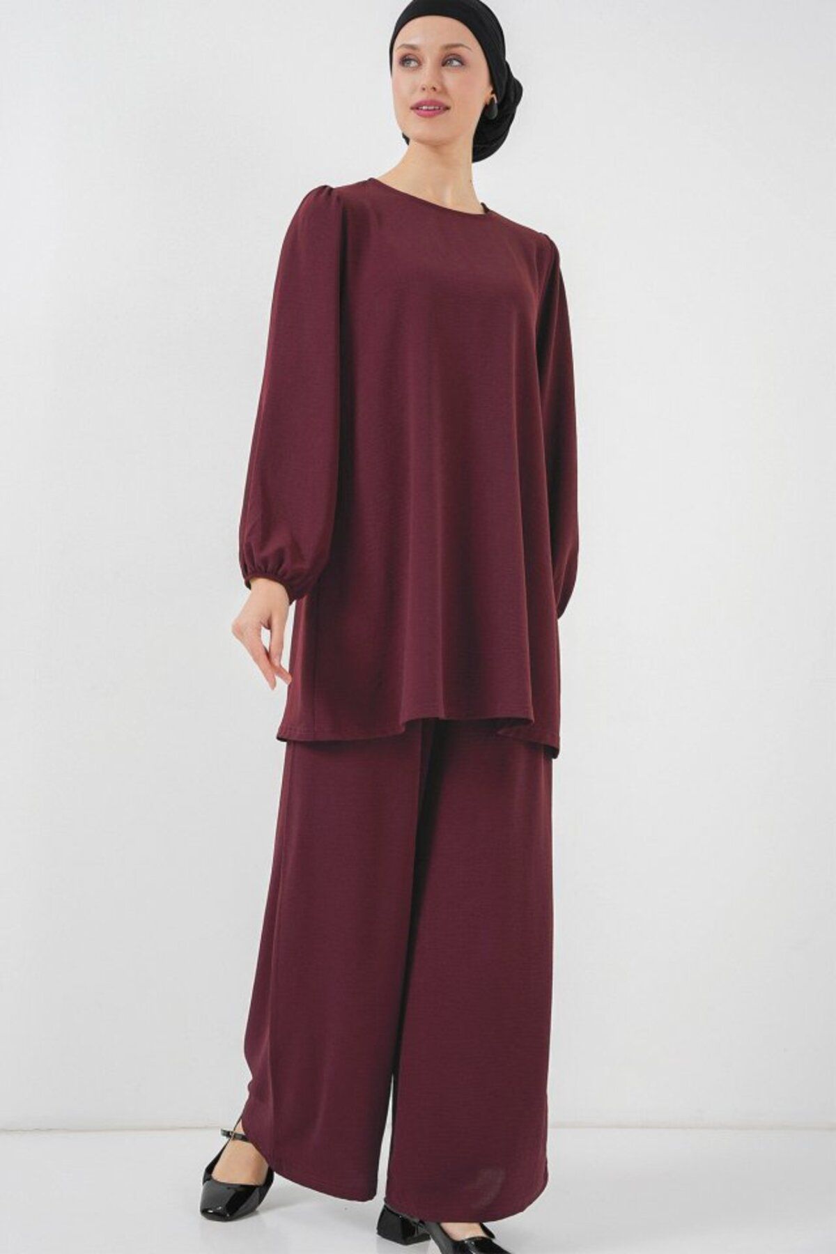 novafems Ayrobin Tunik Pantolon Alt Üst Takım 6712 - Y.Bordo