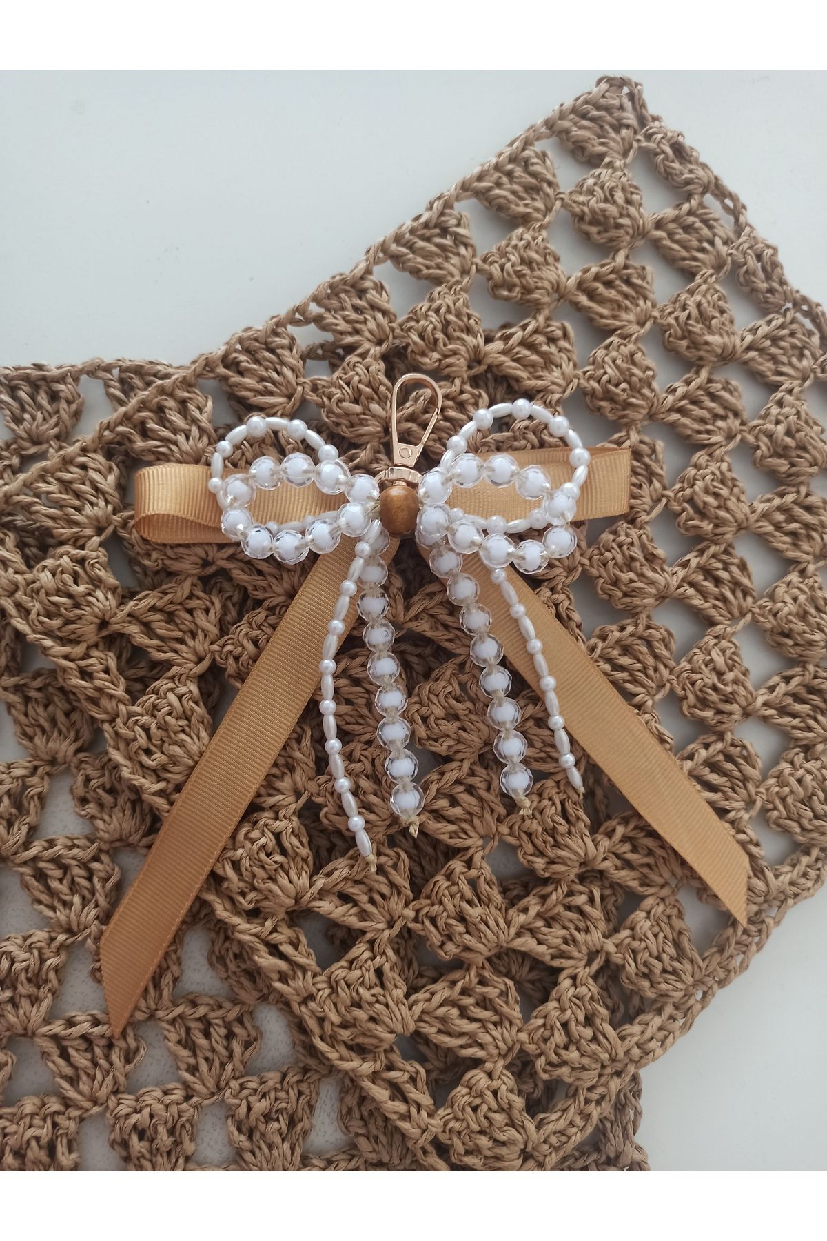 Mel Made El Yapımı Fiyonk Hasır Çanta Charm