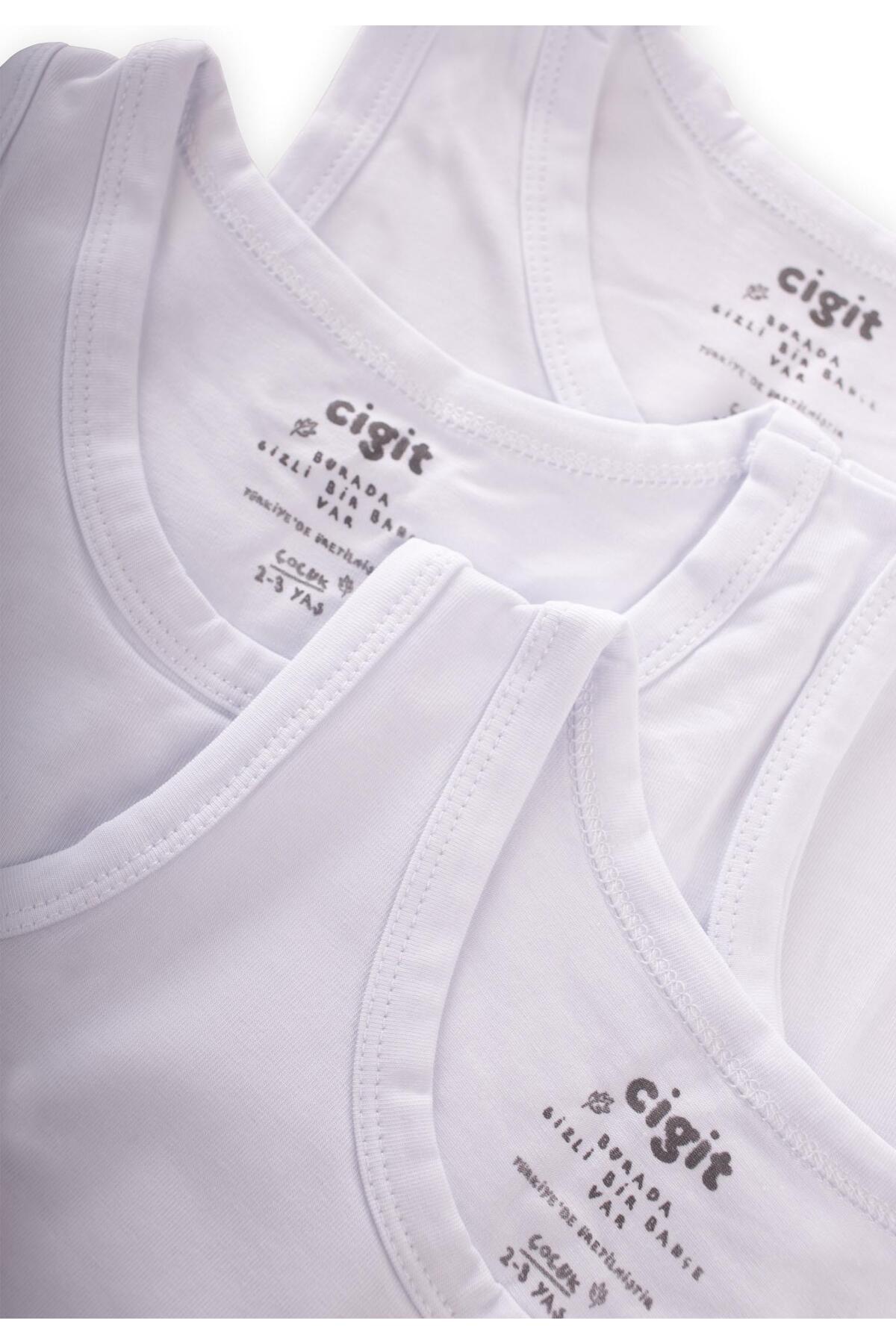 Cigit Üçlü Erkek Atlet Set 2-9 yaş Beyaz fotoğrafı 3 (önizleme)