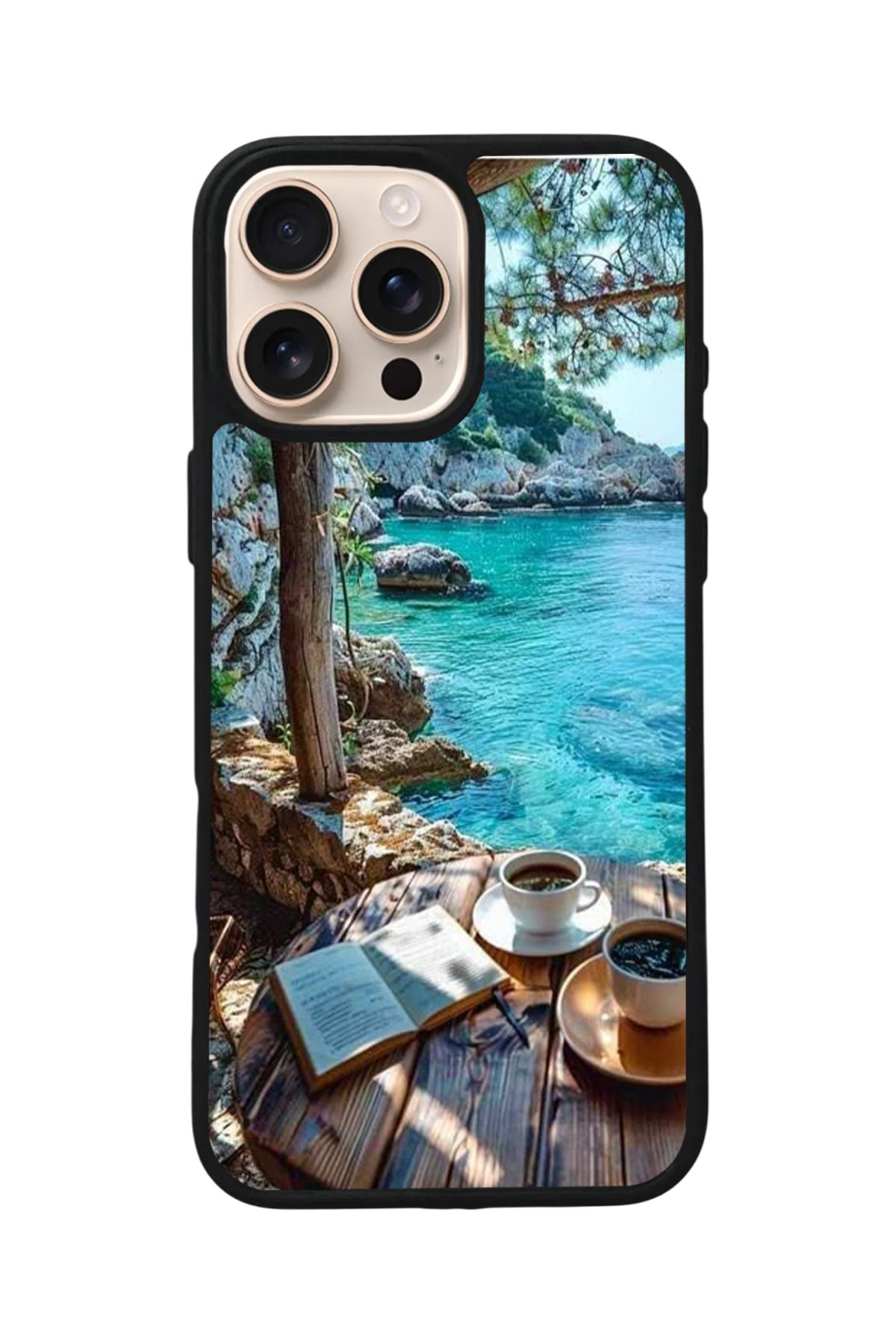 Aksel Kılıf Apple iPhone 15 Pro Uyumlu Baskılı,Mat Siyah,Yumuşak Silikon,Koruyucu,Şok Emici Kapak,Kılıf