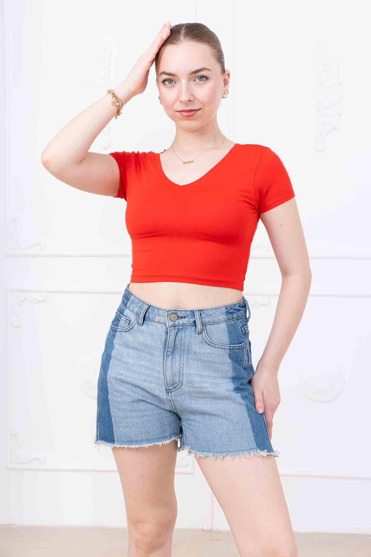 alita butik V yaka MİNİ t-shirt