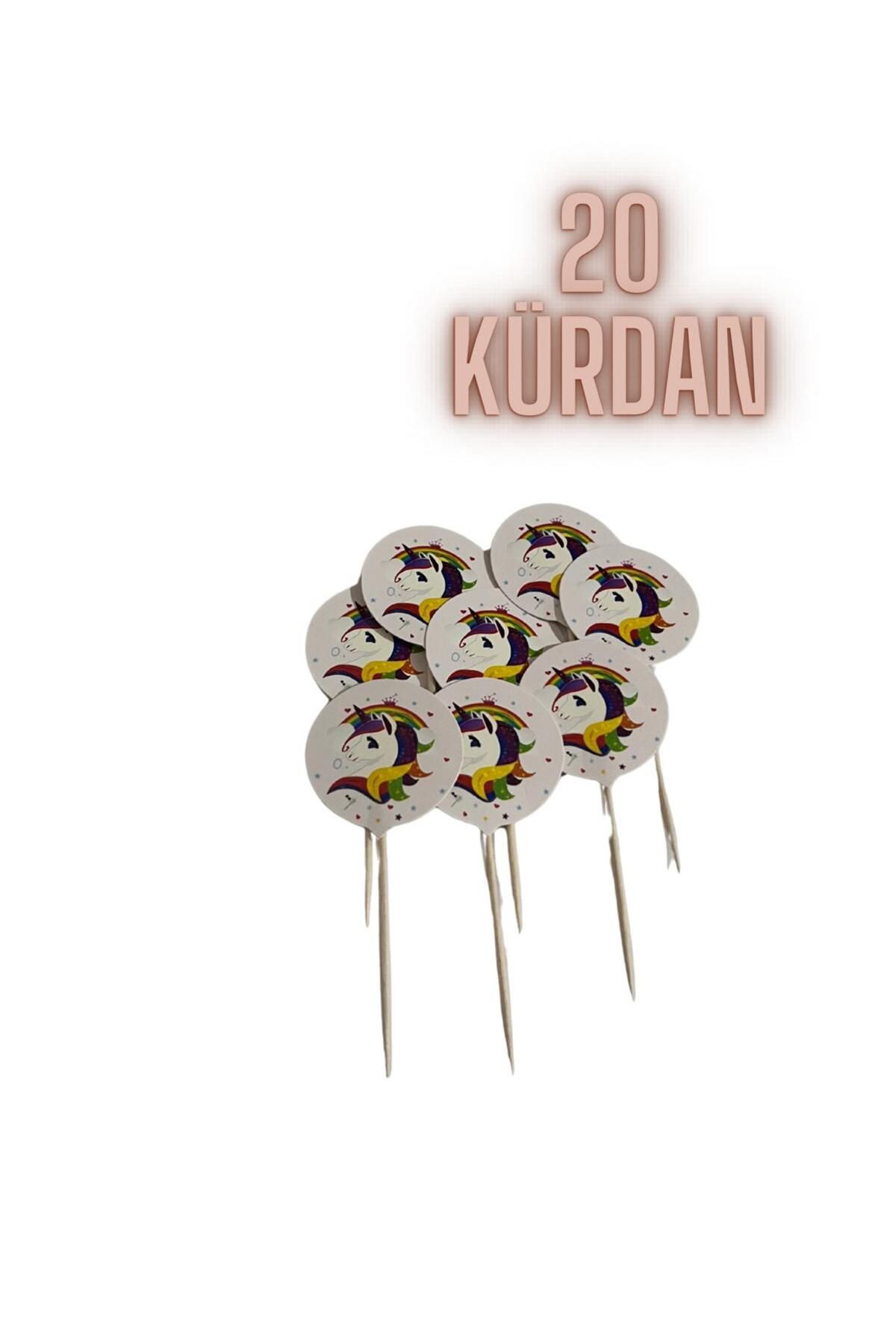 partyrüyası Unicorn Temalı Doğum Günü Pasta Kürdanı Cupcake Süsleme Kürdan