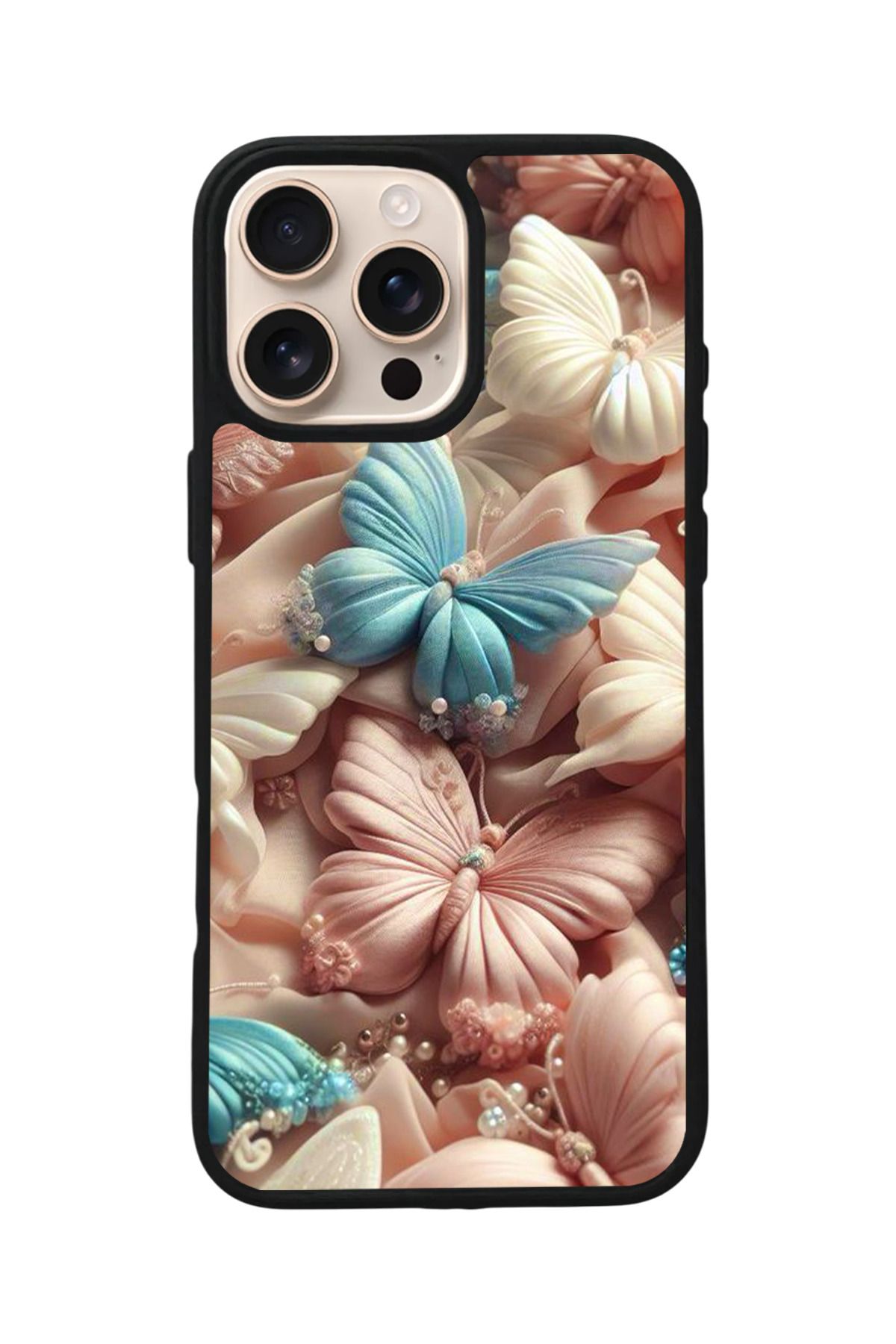 Aksel Kılıf Apple iPhone 16 Pro Uyumlu Baskılı,Mat Siyah,Yumuşak Silikon,Koruyucu,Şok Emici Kapak,Kılıf