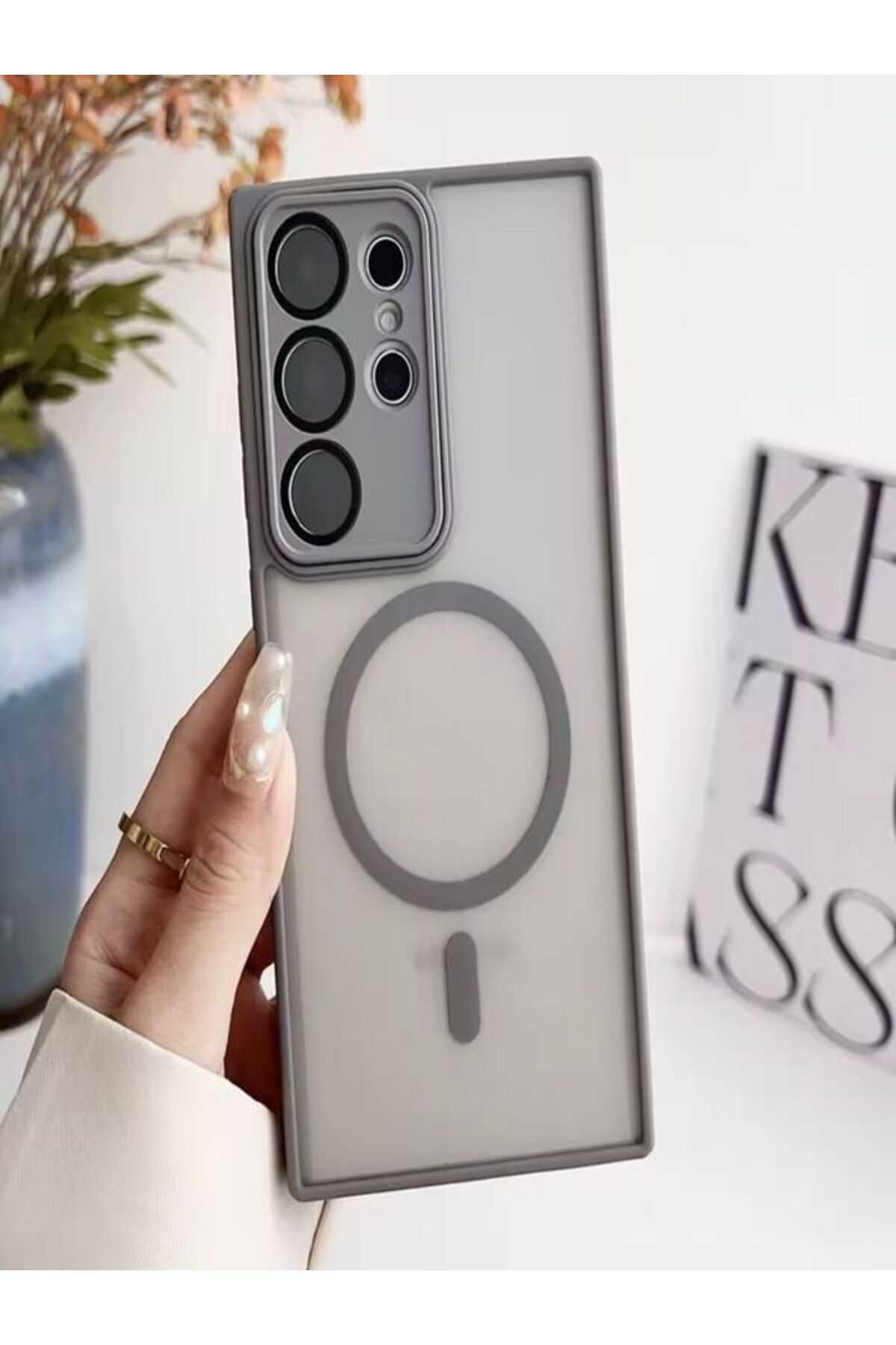 UK Samsung Galaxy A55 Uyumlu Magsafe Lens Korumalı Kılıf