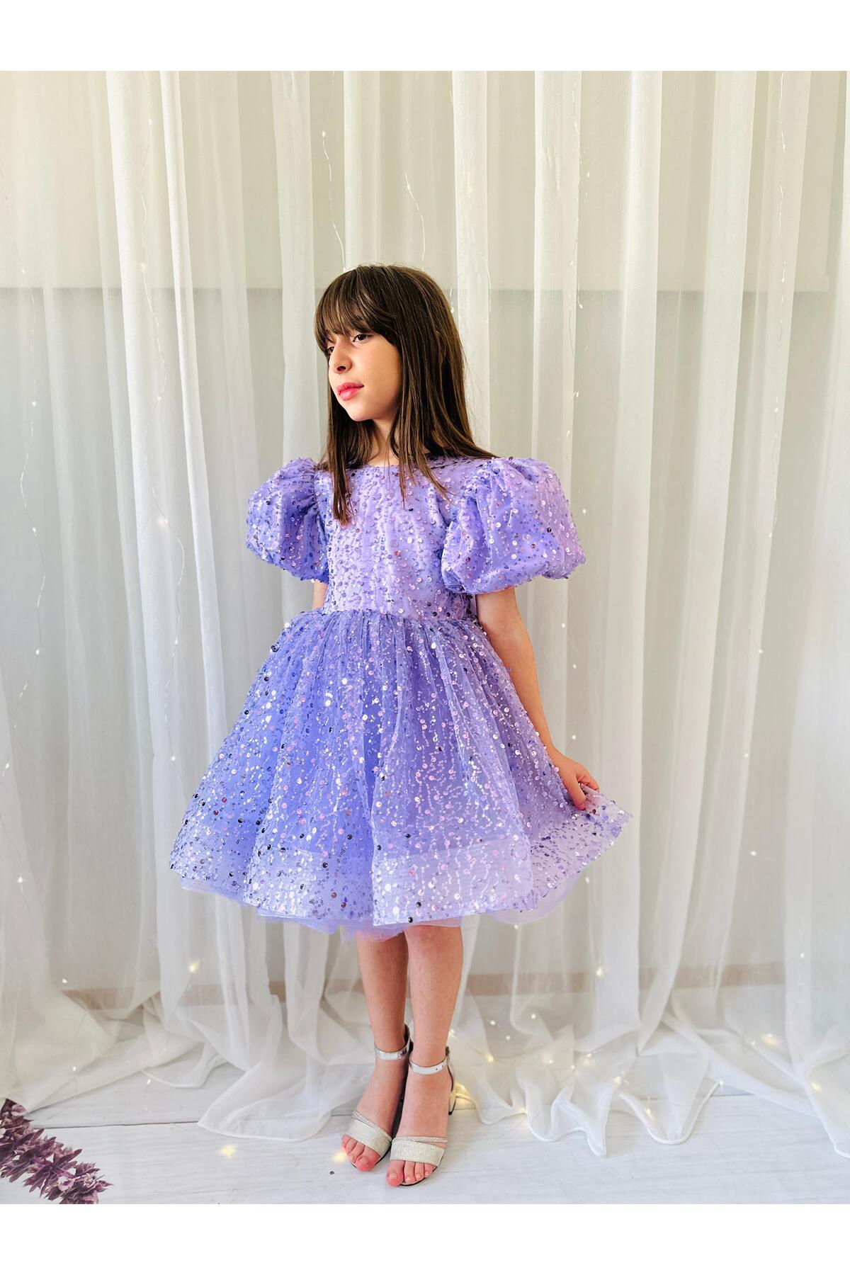 Linarookids Lila Taşlı Vintage Kız Bebek Elbise,Doğum günü elbise,fotoğraf çekim elbise,1-11 Yaş Uygun fotoğrafı 6 (önizleme)