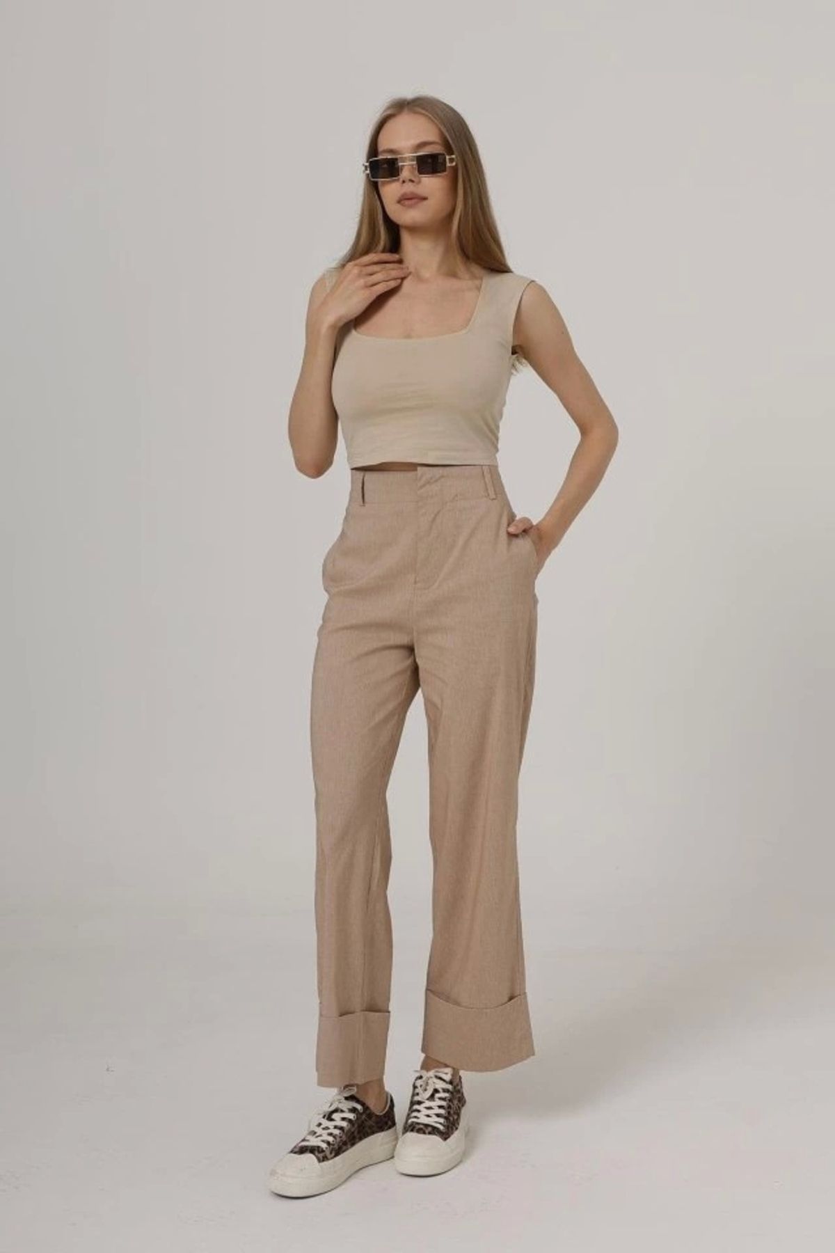 nedo7 Duble Paça Pantolon - Taş