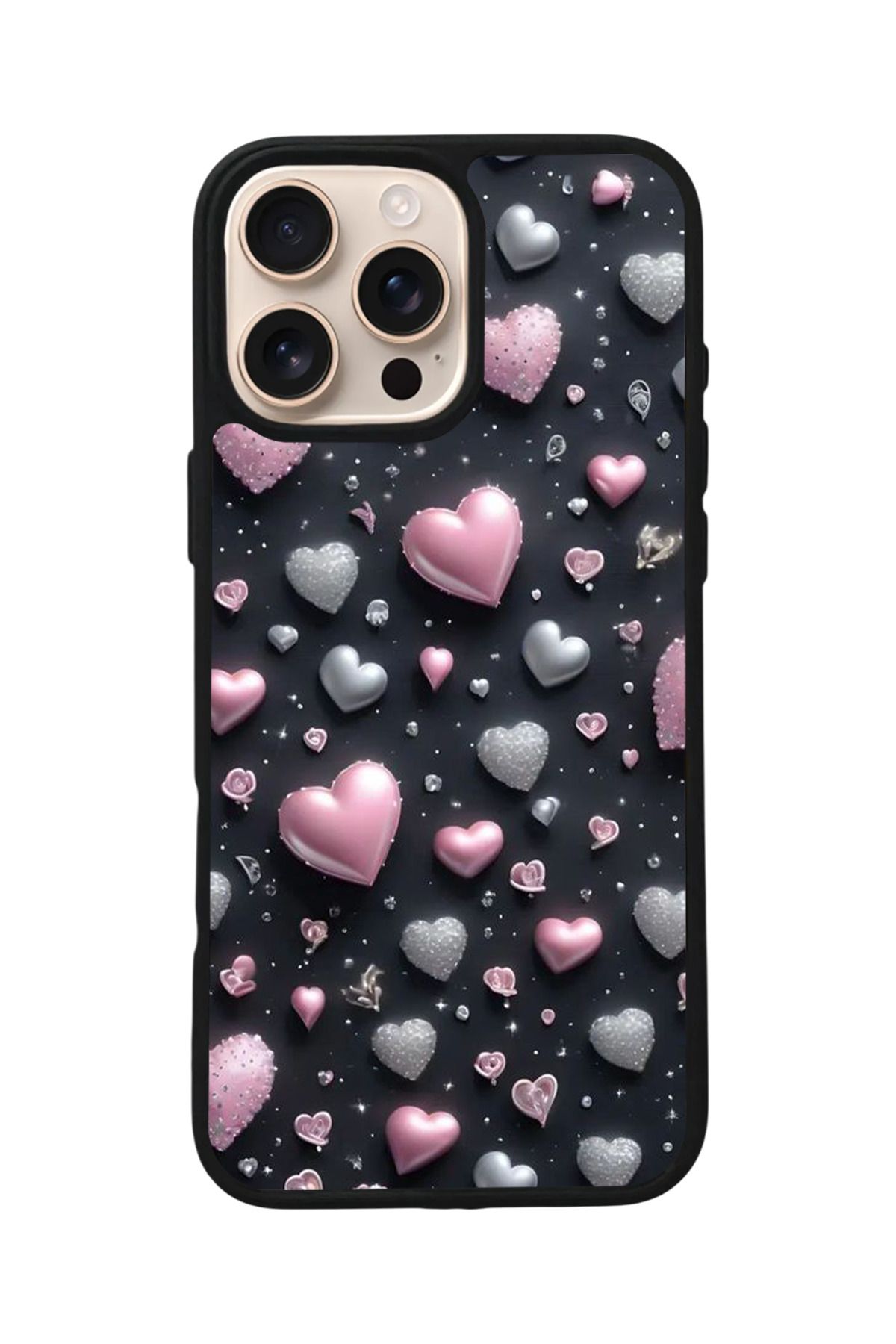 Aksel Kılıf Apple iPhone 16 Pro Uyumlu Baskılı,Mat Siyah,Yumuşak Silikon,Koruyucu,Şok Emici Kapak,Kılıf