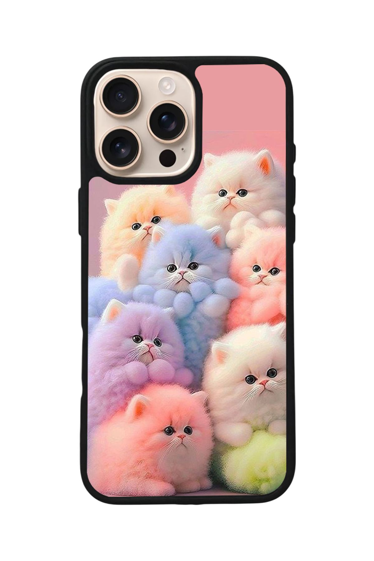 Aksel Kılıf Apple iPhone 16 Pro Uyumlu Baskılı,Mat Siyah,Yumuşak Silikon,Koruyucu,Şok Emici Kapak,Kılıf