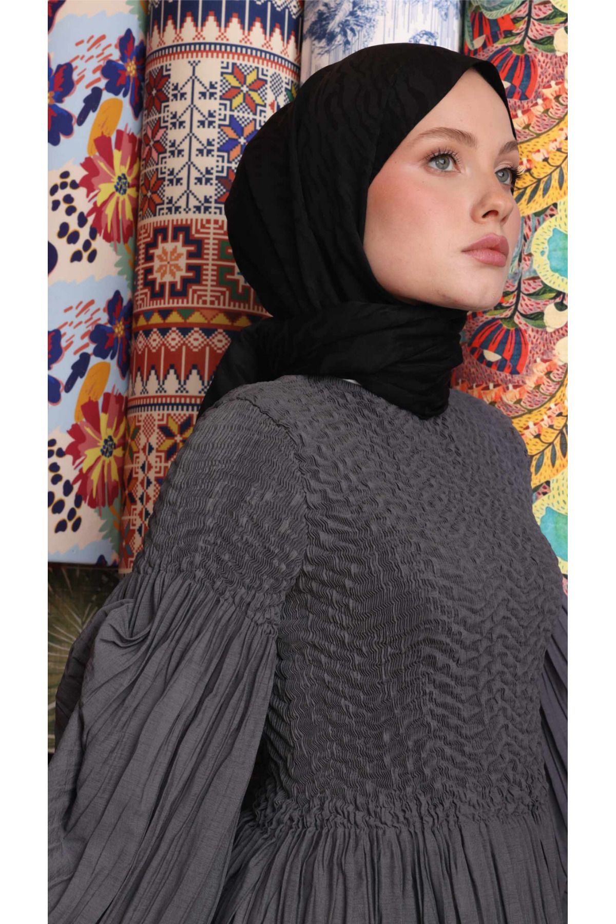 modayışığı Zebra Desen Şal / Siyah