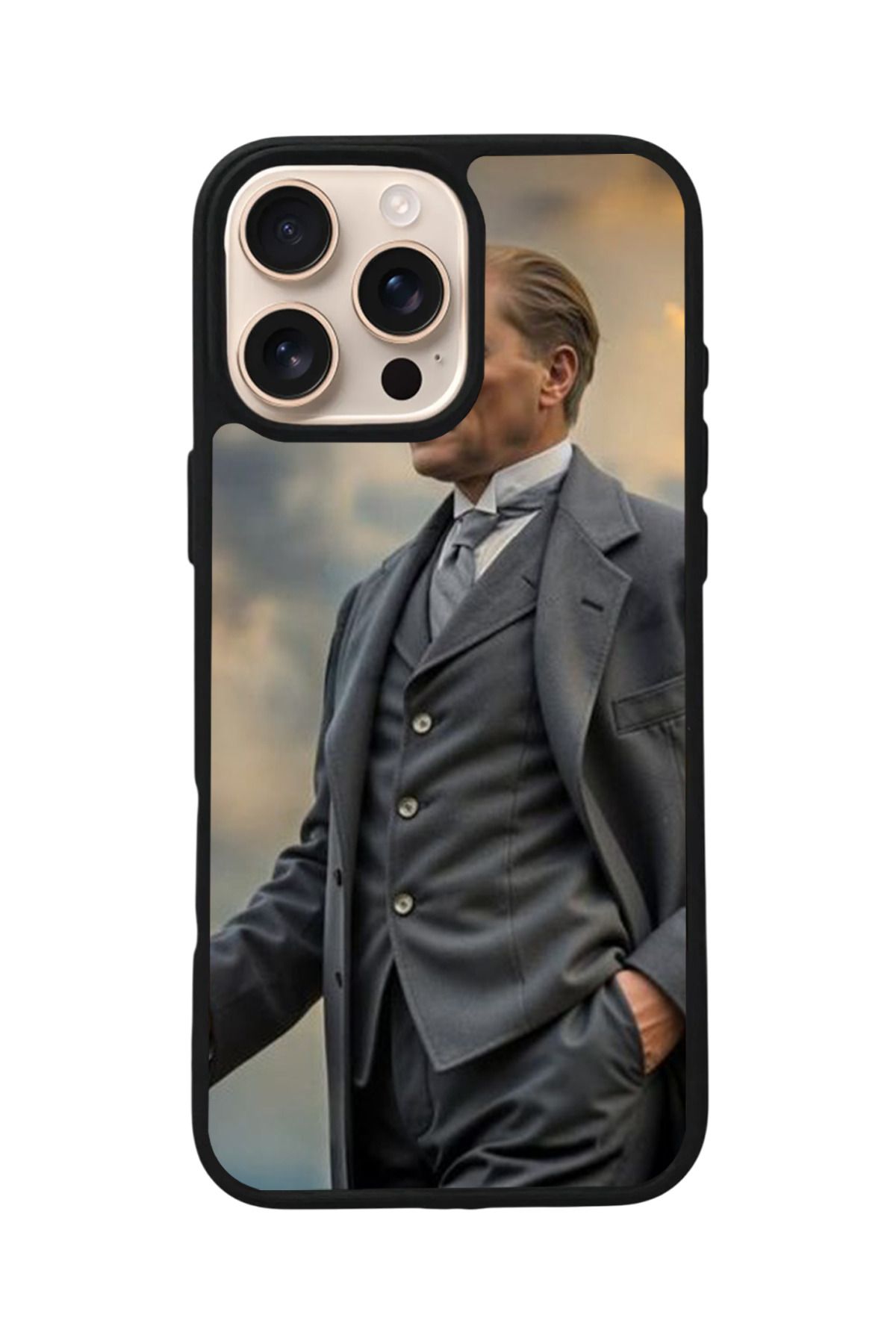 Aksel Kılıf Apple iPhone 16 Pro Uyumlu Baskılı,Mat Siyah,Yumuşak Silikon,Koruyucu,Şok Emici Kapak,Kılıf