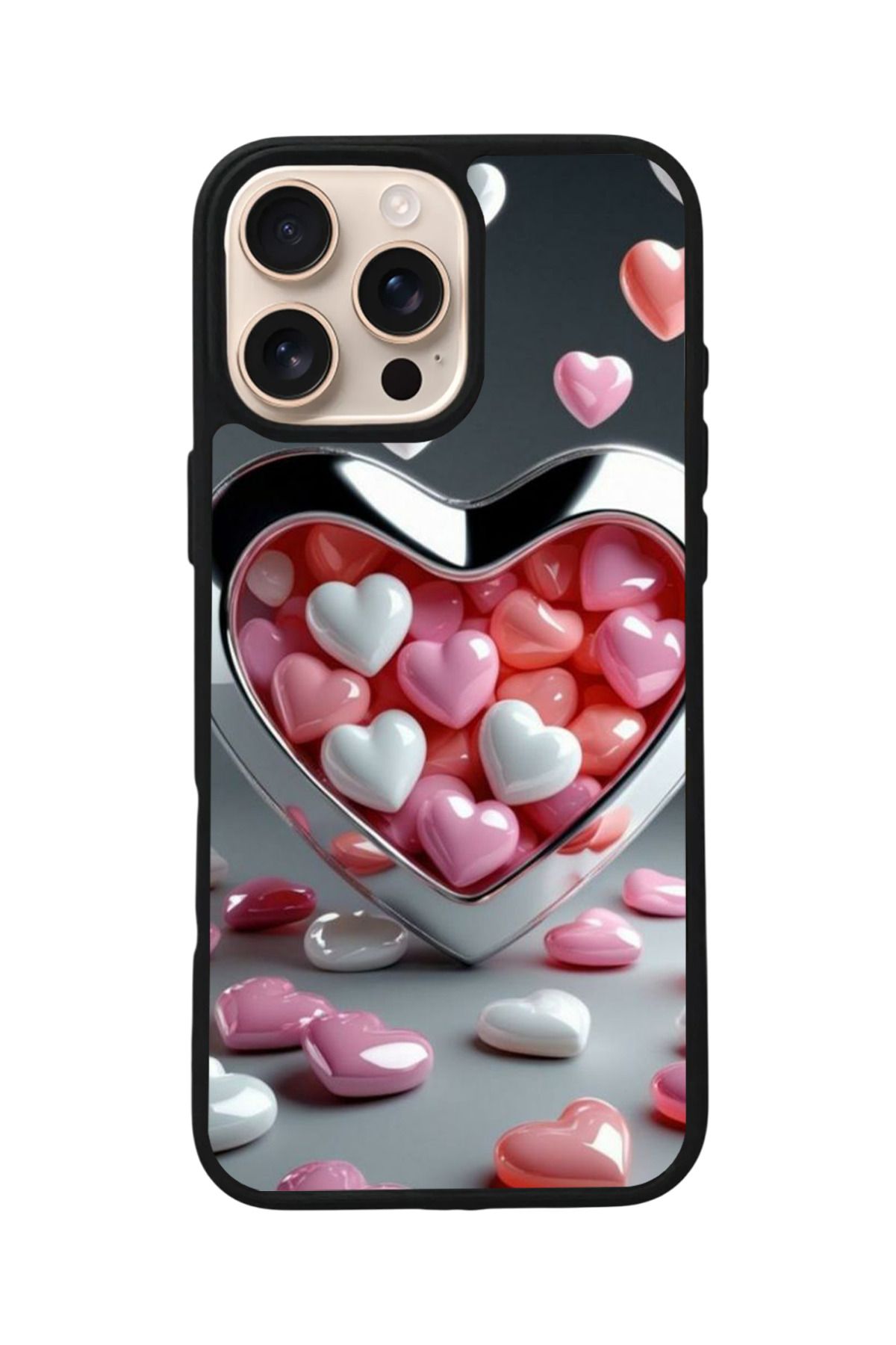 Aksel Kılıf Apple iPhone 16 Pro Max Uyumlu Baskılı,Mat Siyah,Yumuşak Silikon,Koruyucu,Şok Emici Kapak,Kılıf
