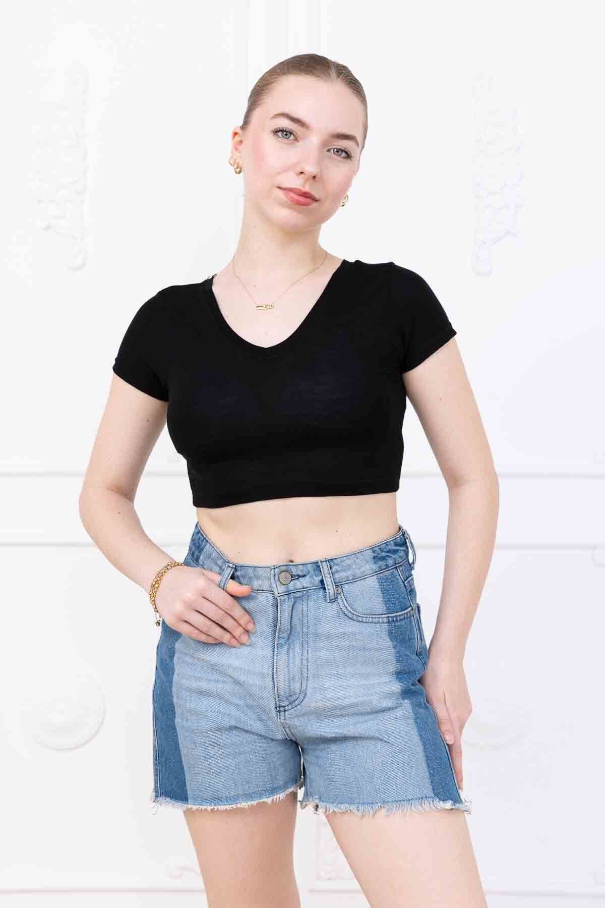 alita butik V yaka MİNİ t-shirt